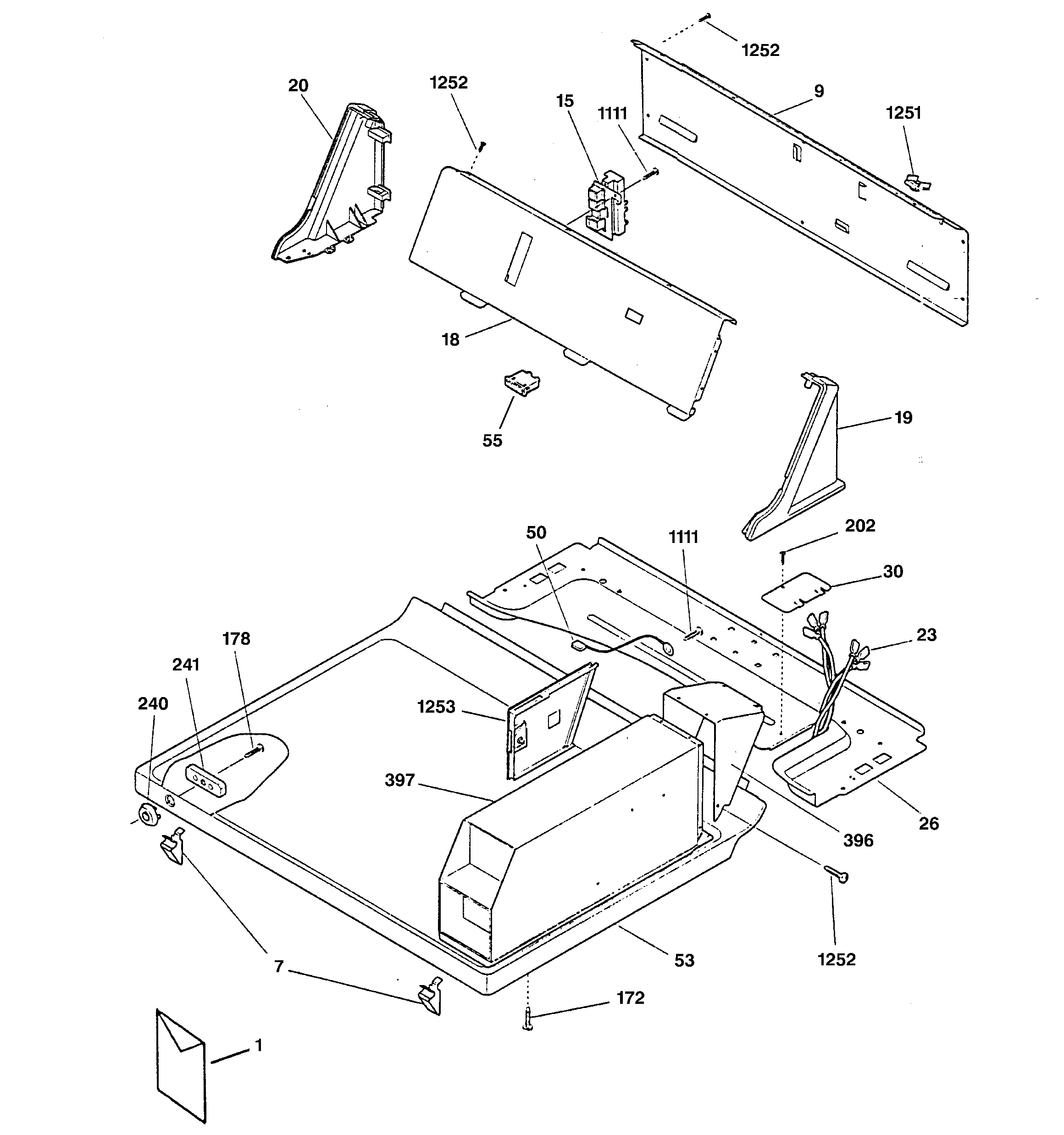 GE DCB330GB1KC controls & top panel diagram
