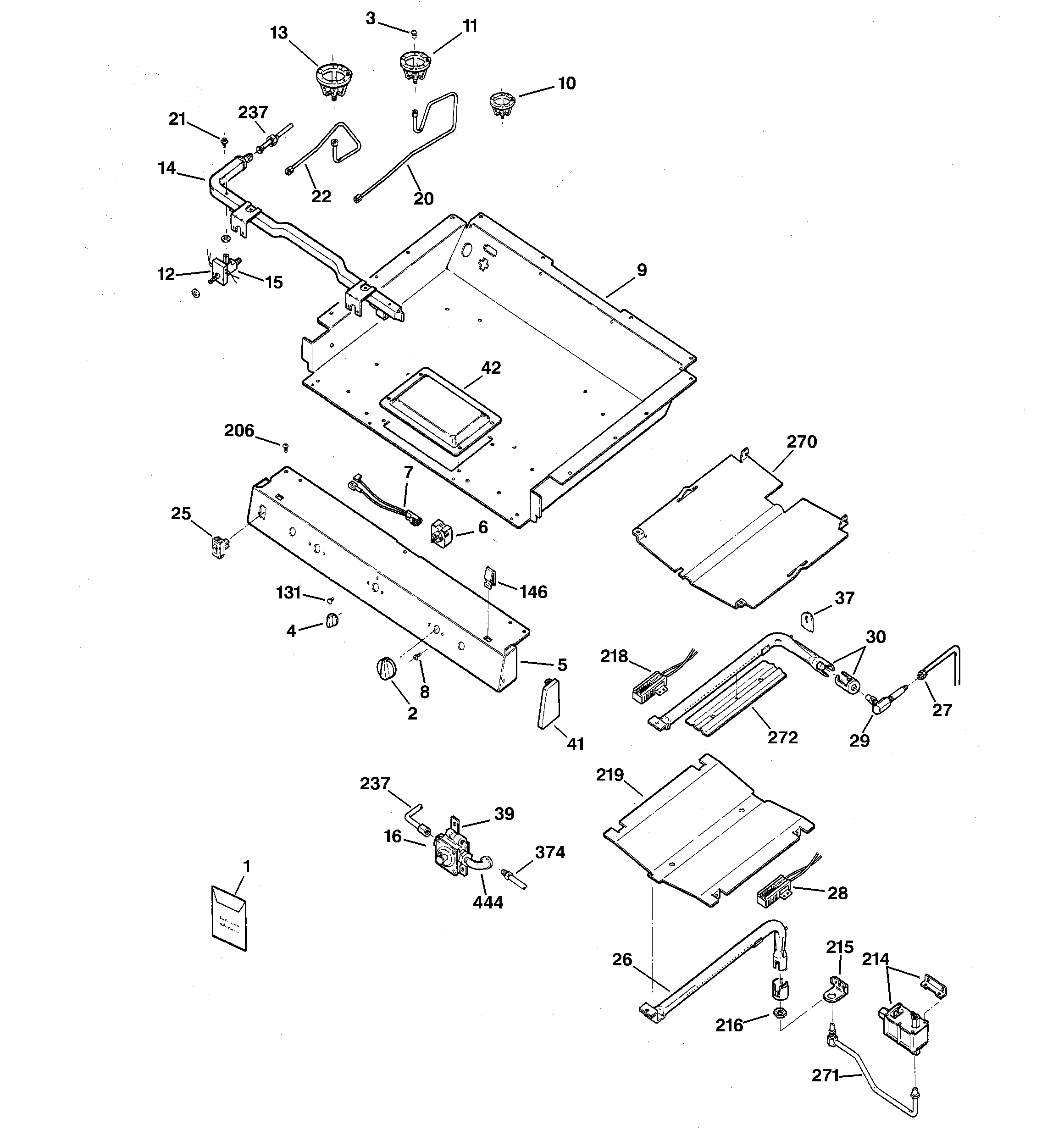 GE JGBP90MEB6BC gas & burner parts diagram