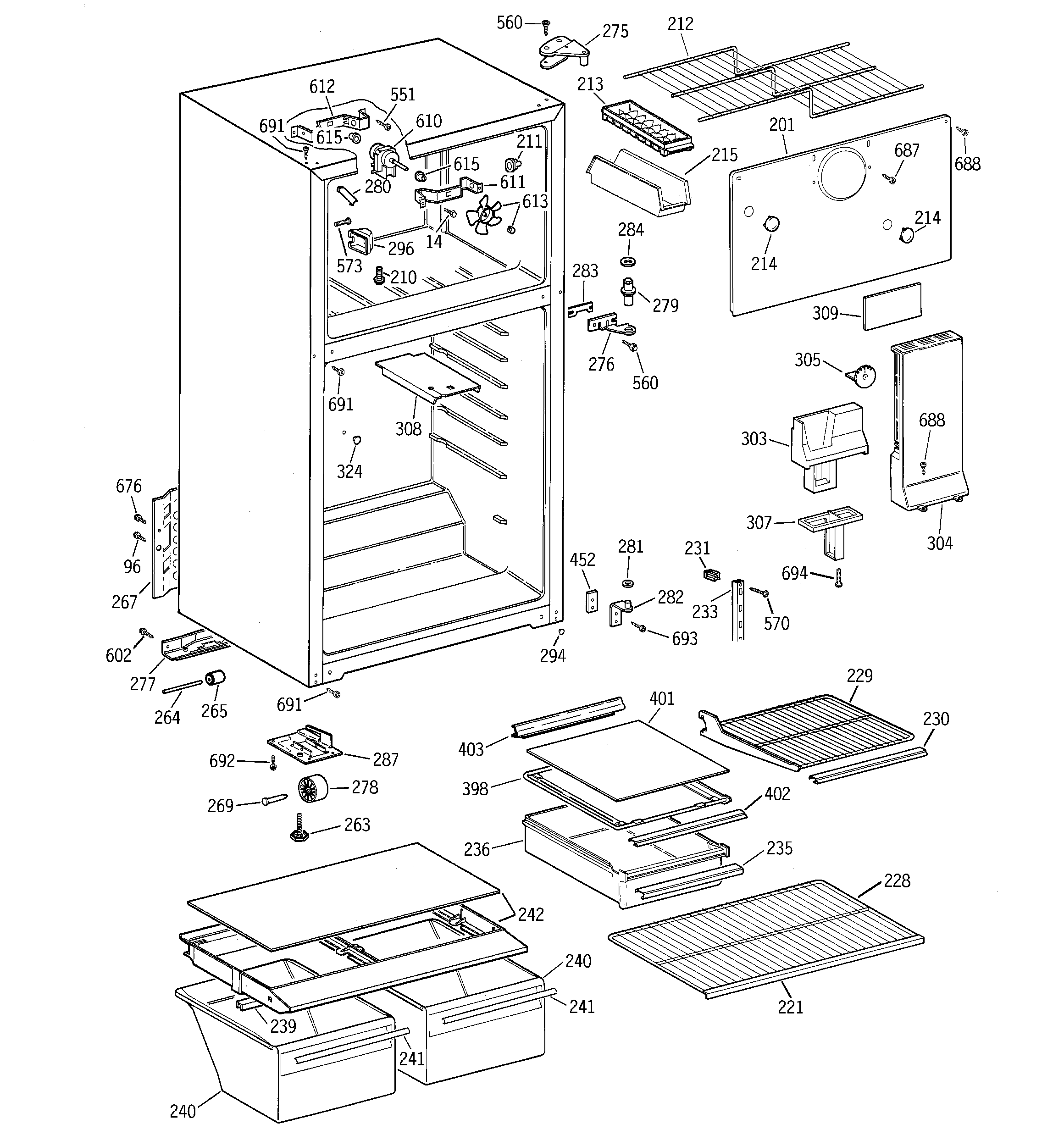 GE TBX18BADHRWW cabinet diagram