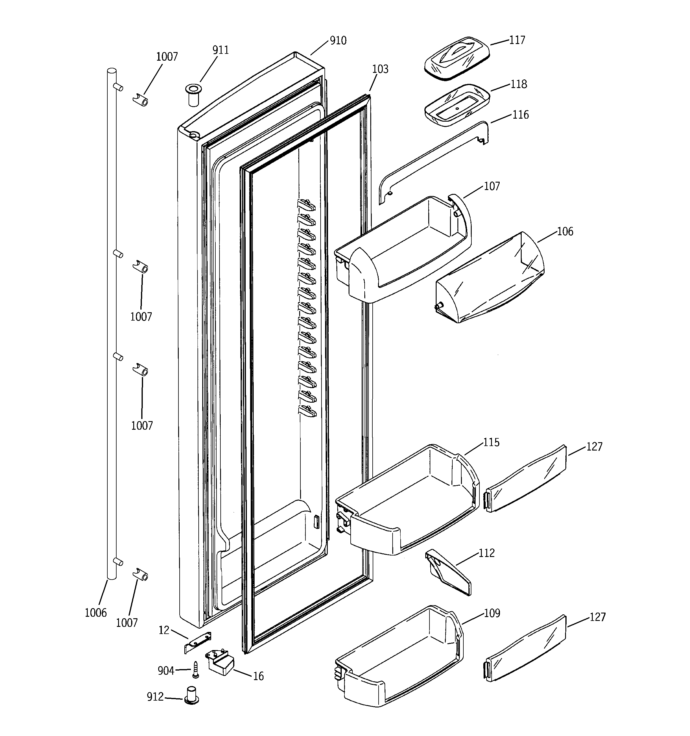 GE ZFSB25DMDSS fresh food door diagram