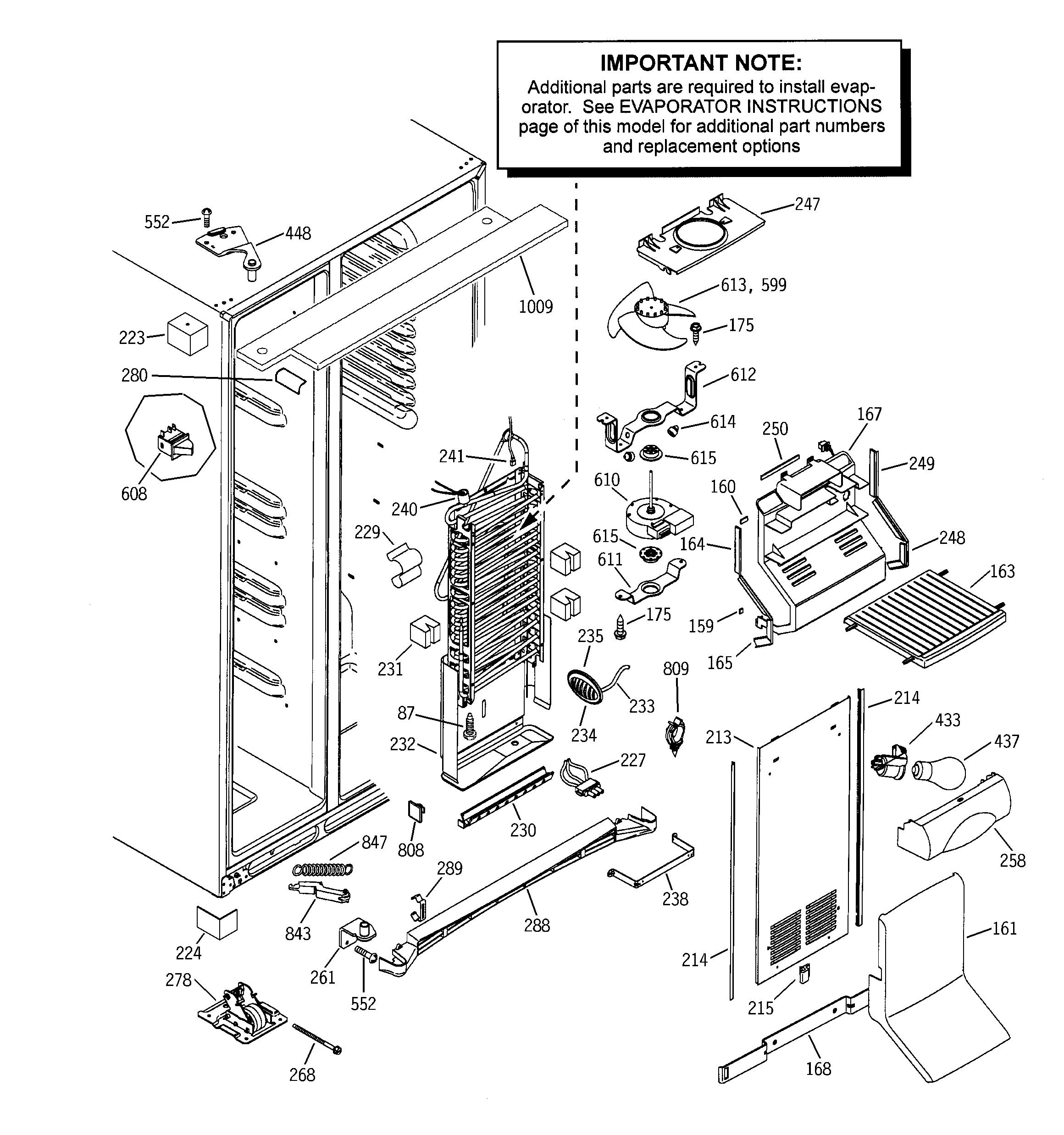 GE ZFSB25DMDSS freezer section diagram