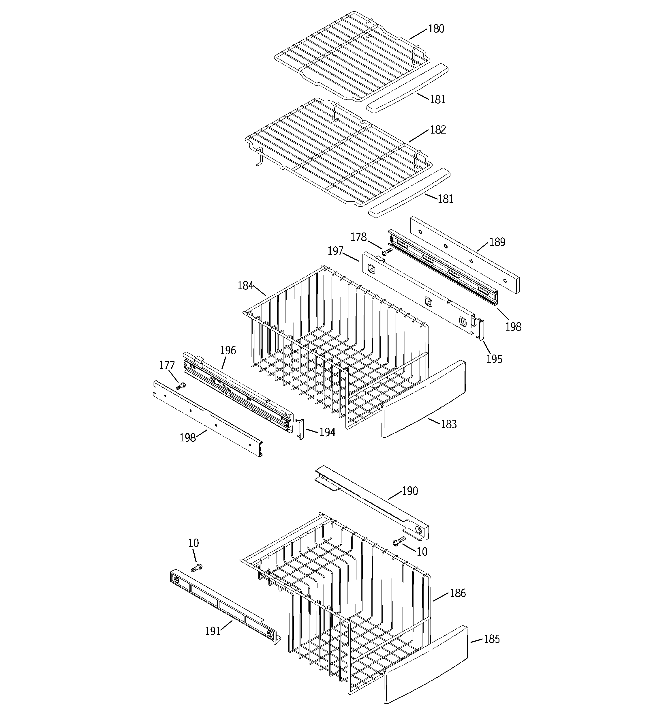 GE ZFSB25DMDSS freezer shelves diagram