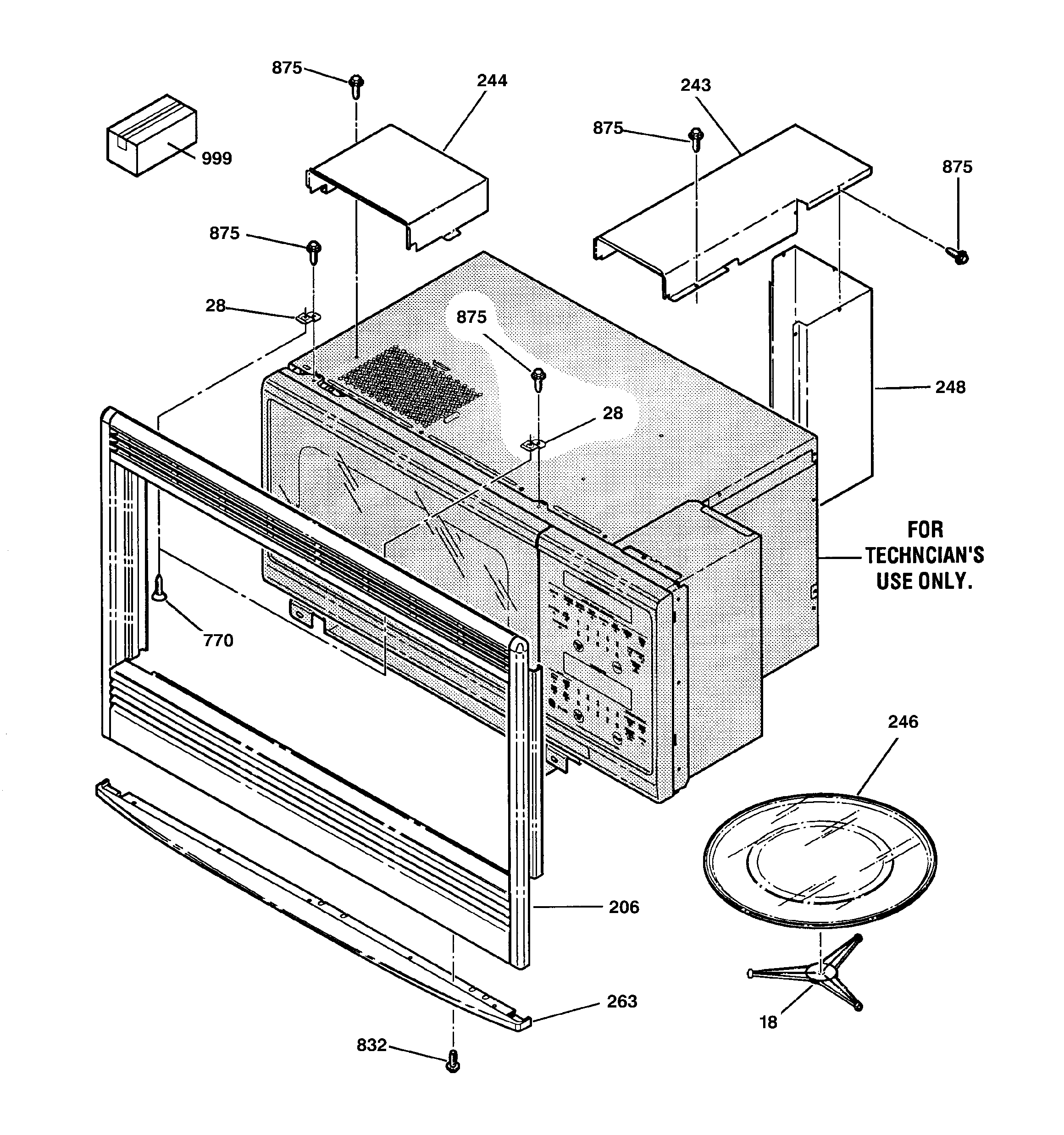 GE JTP95WA2WW microwave enclosure diagram