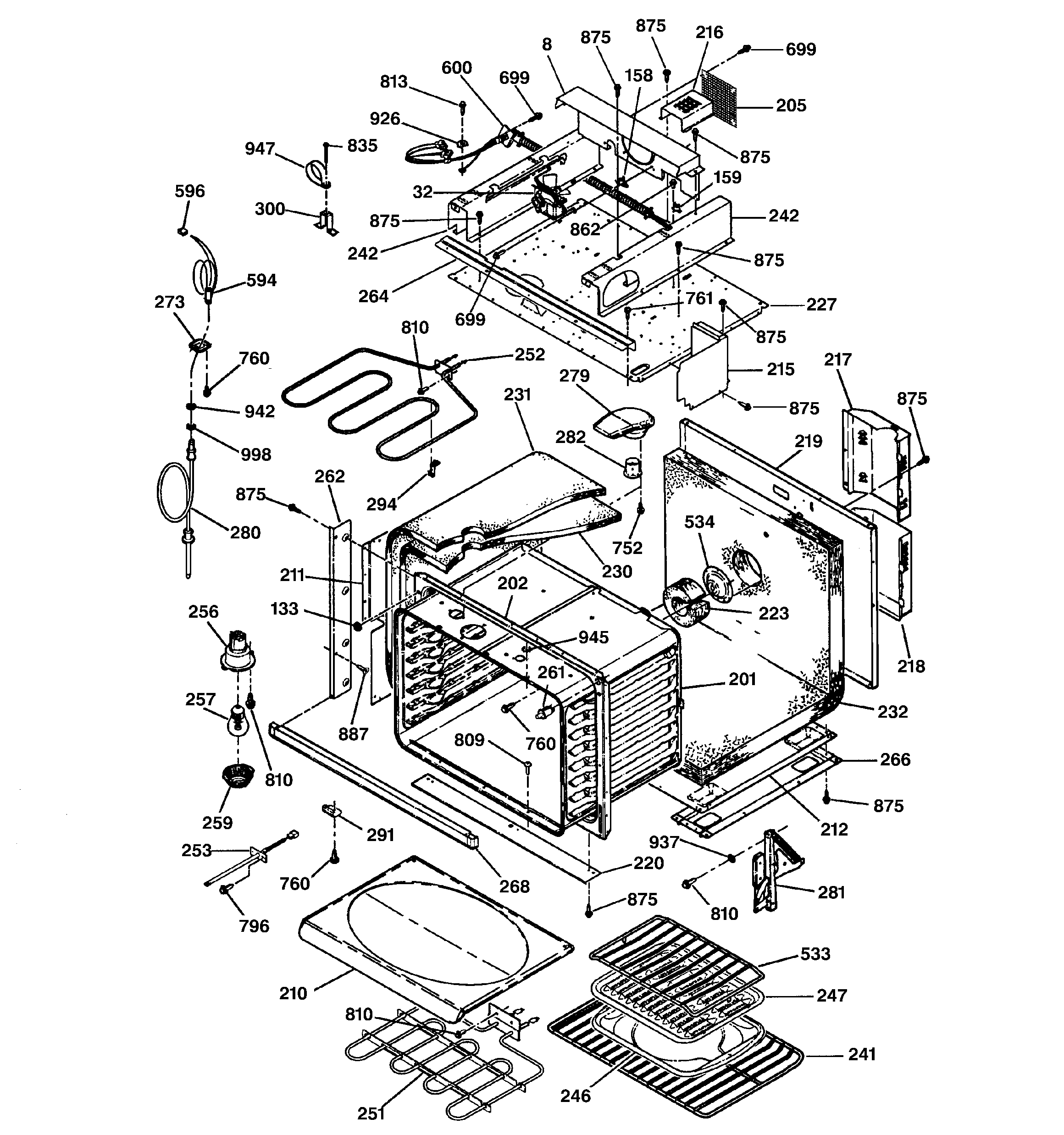 GE JTP95WA2WW oven body parts diagram
