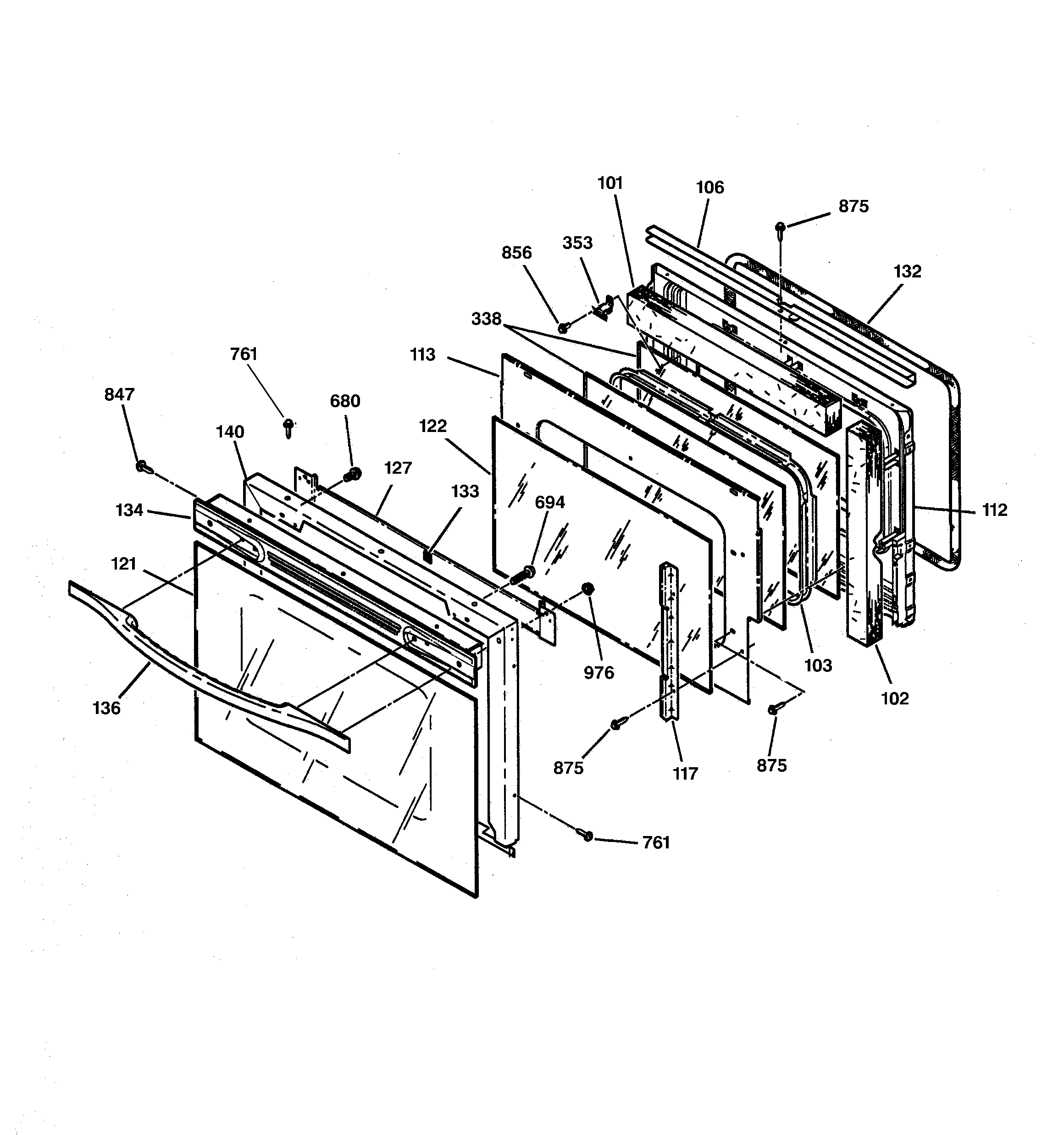 GE JTP95WA2WW oven door diagram