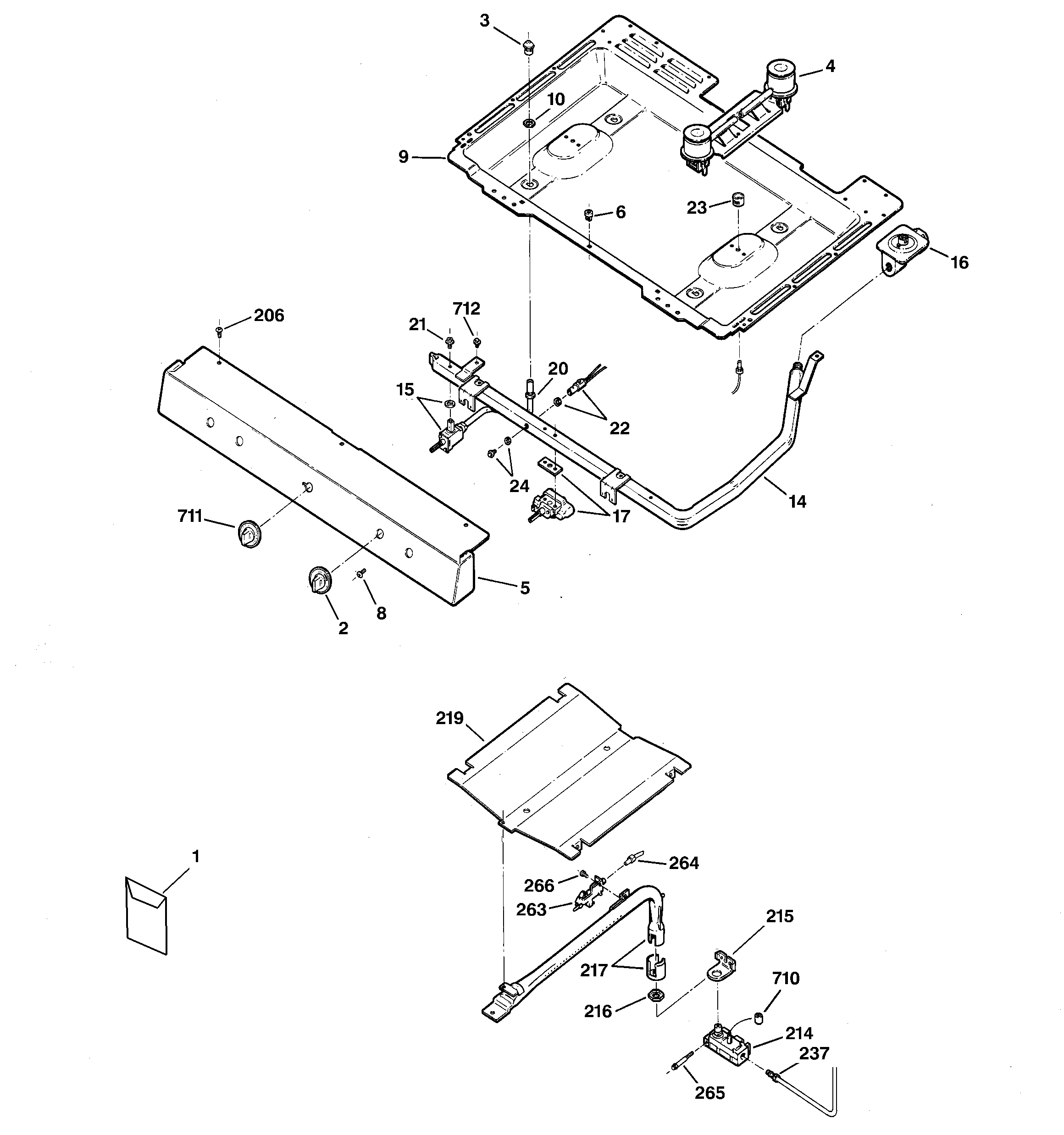 Kenmore 36261020102 gas & burner parts diagram