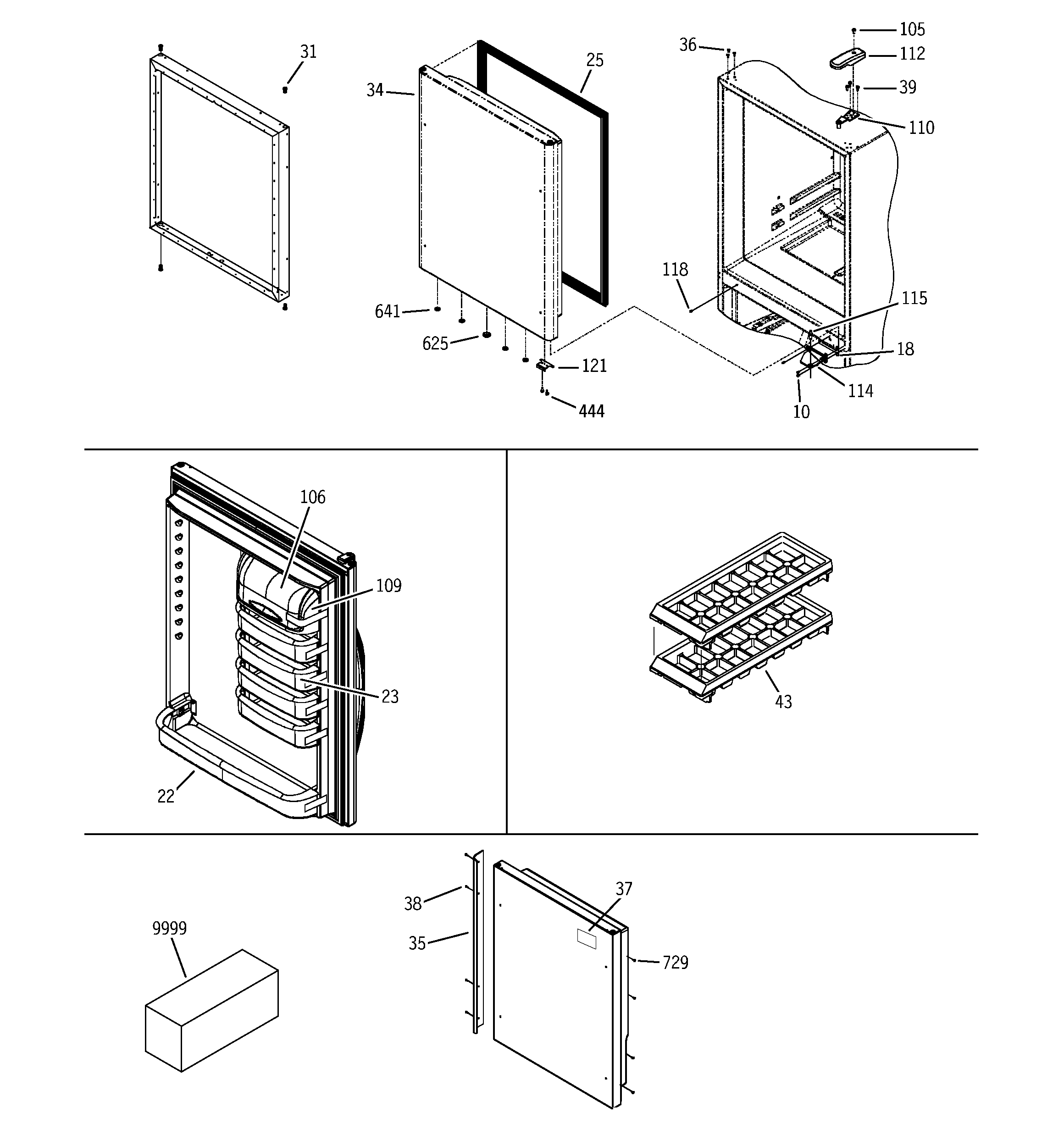 GE PDS22LBNAWW door handles & accessories diagram