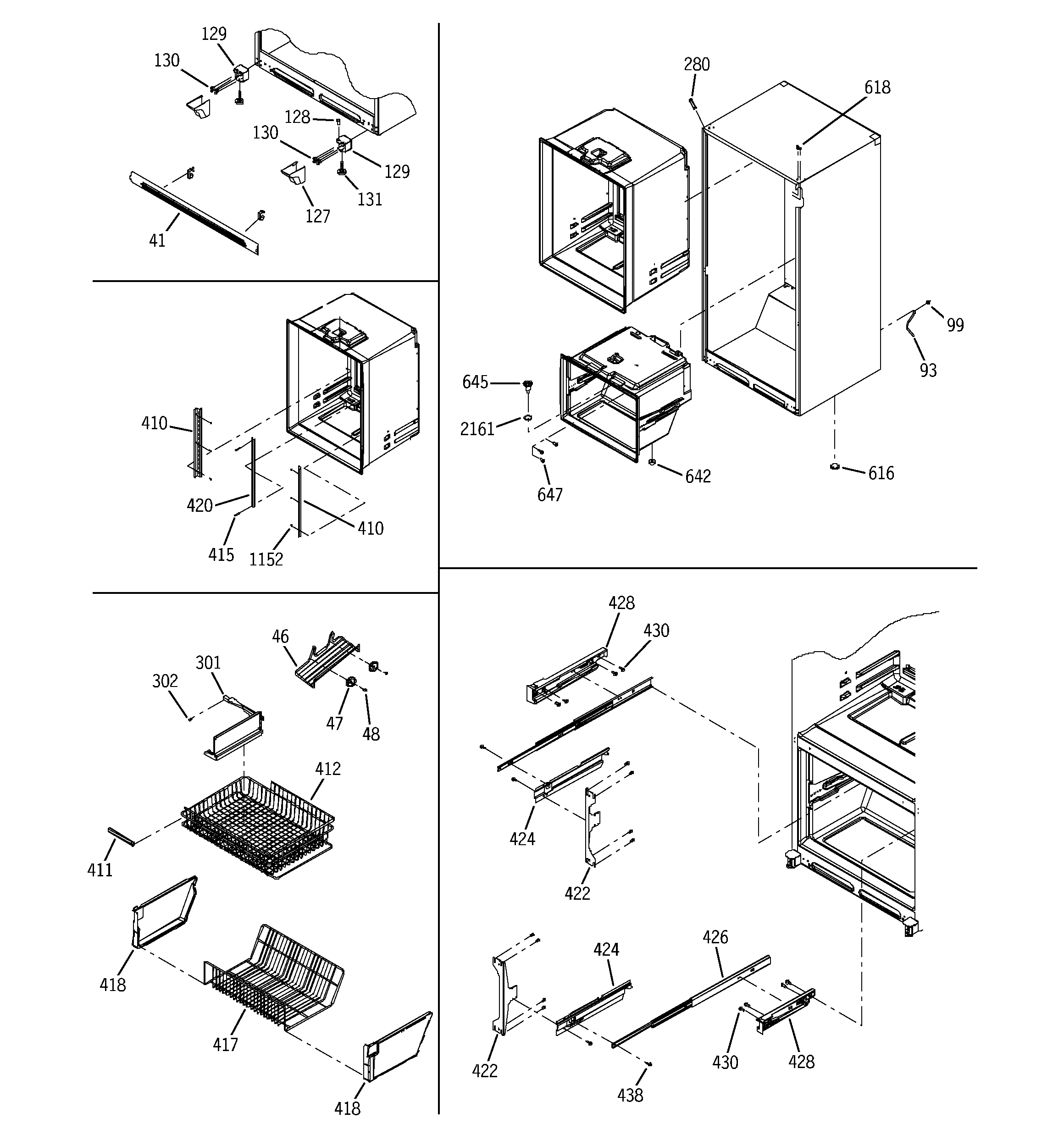 GE PDS22LBNAWW case parts diagram