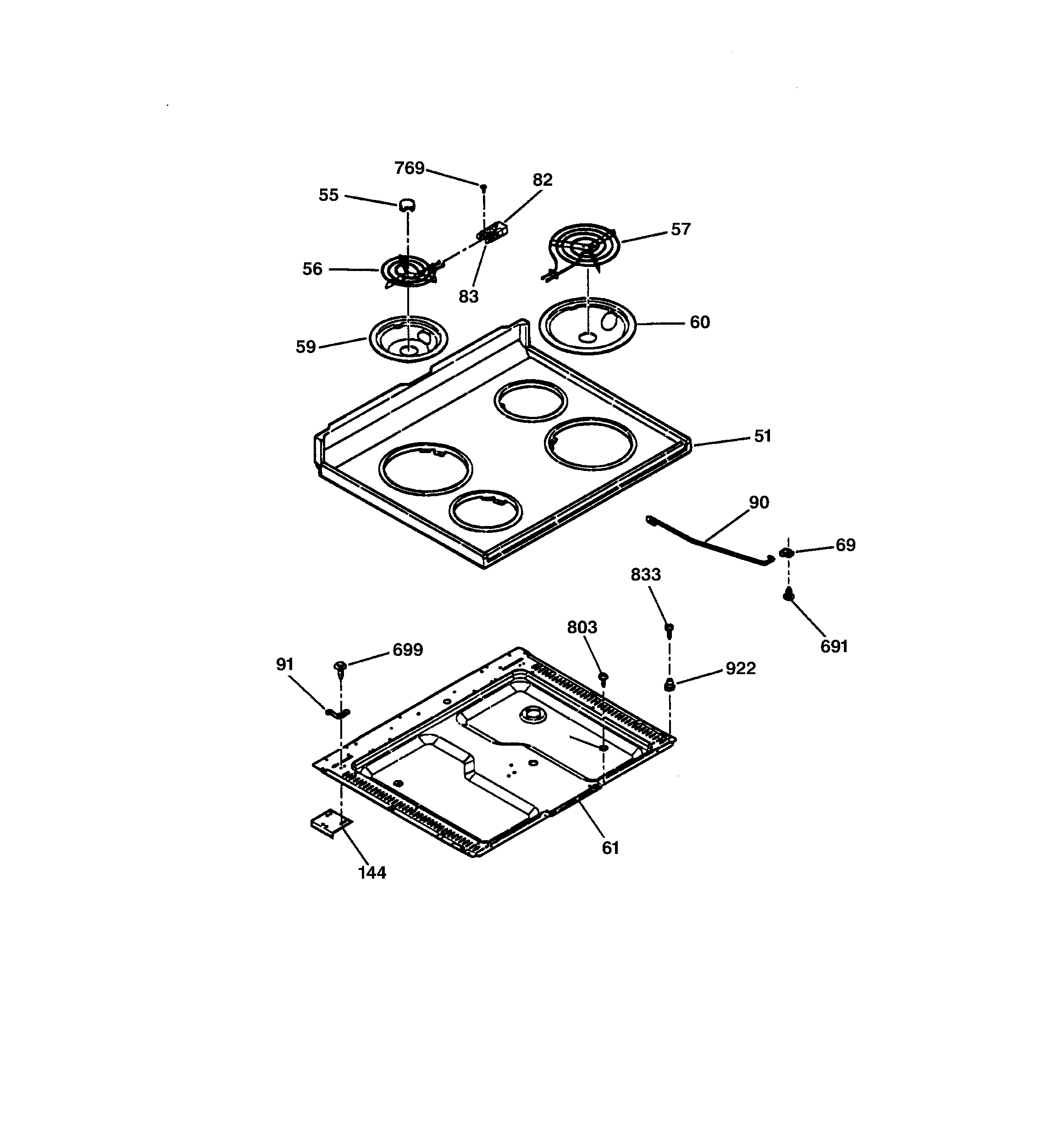 GE JBS23BY1AD cooktop diagram