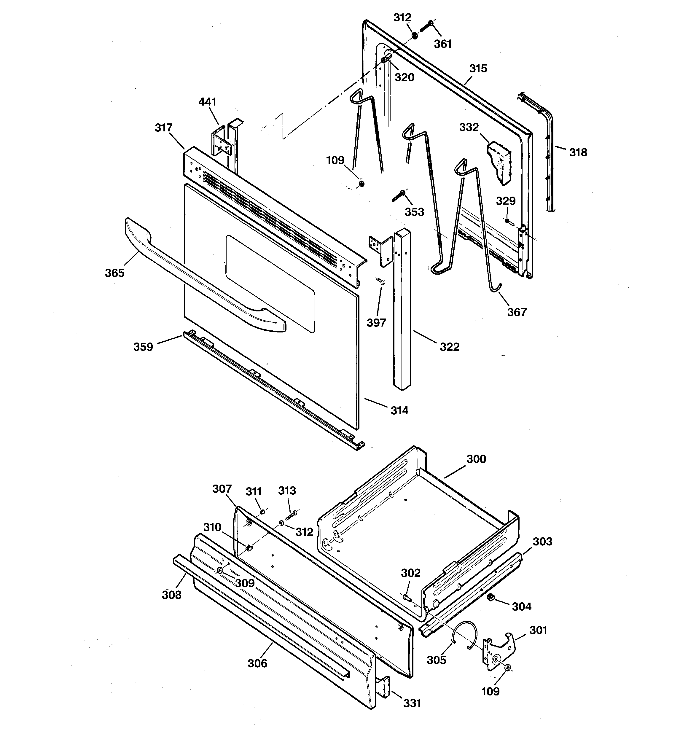 GE JGBS04BEA7WH door & drawer parts diagram