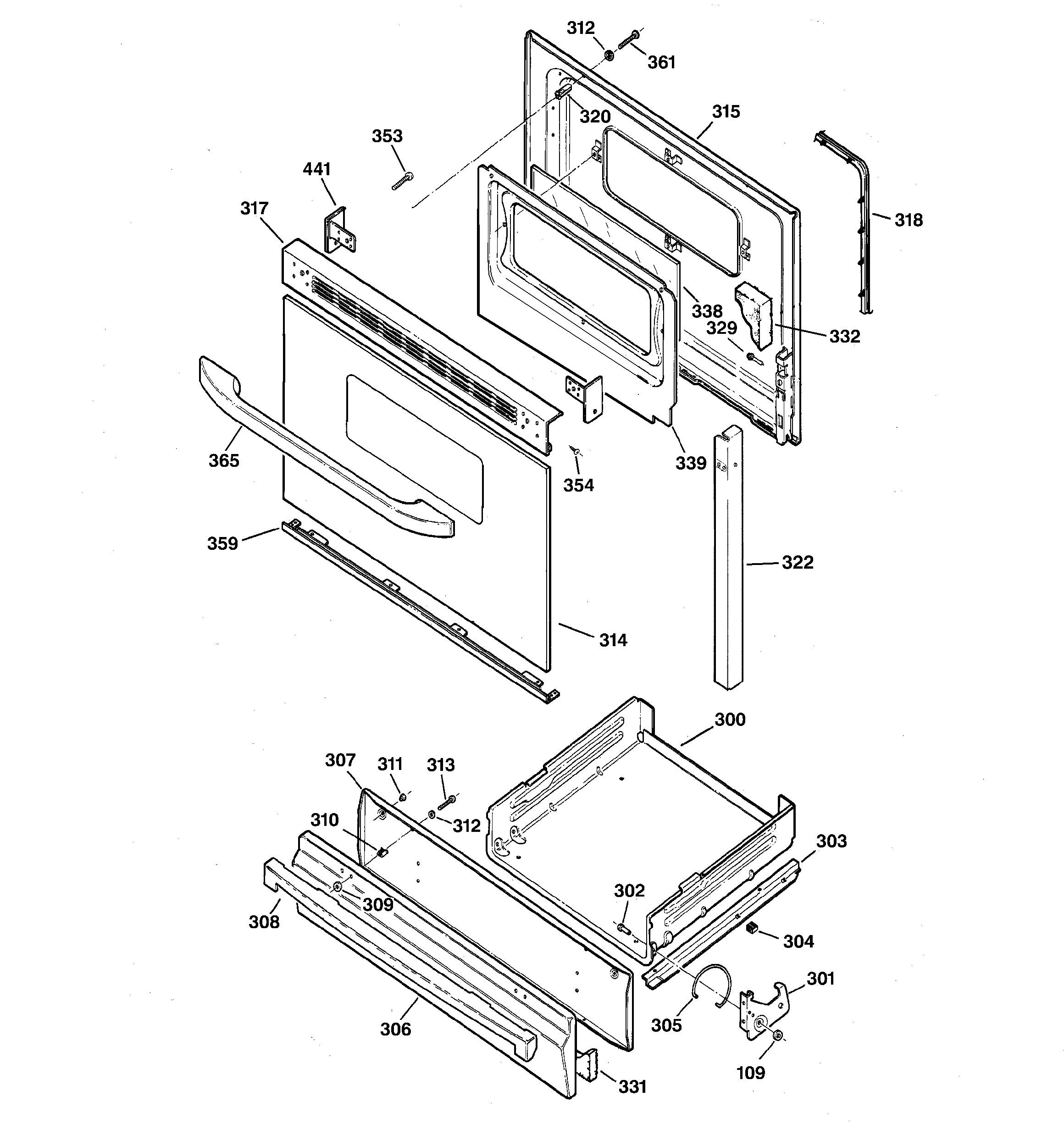 GE JGBS22BEA3CT door & drawer parts diagram