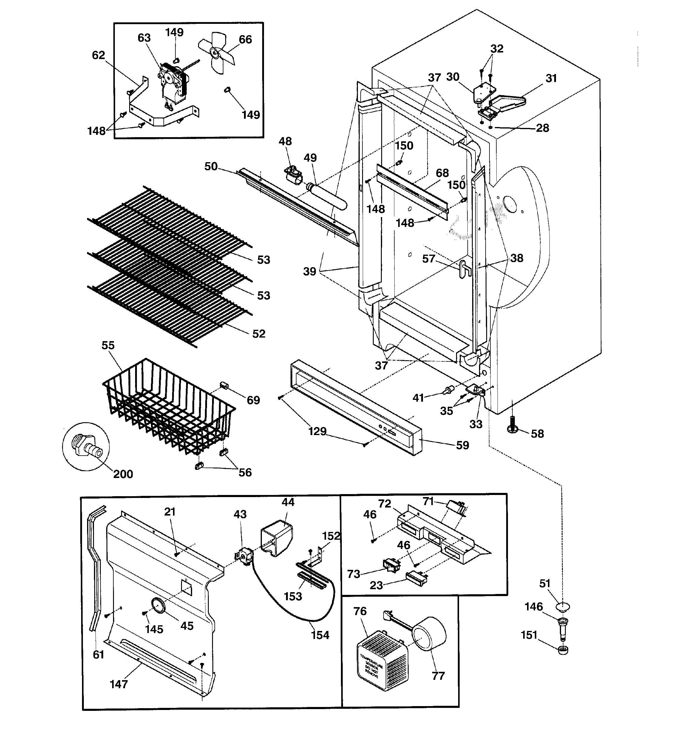 GE FUF14DAARWH cabinet diagram