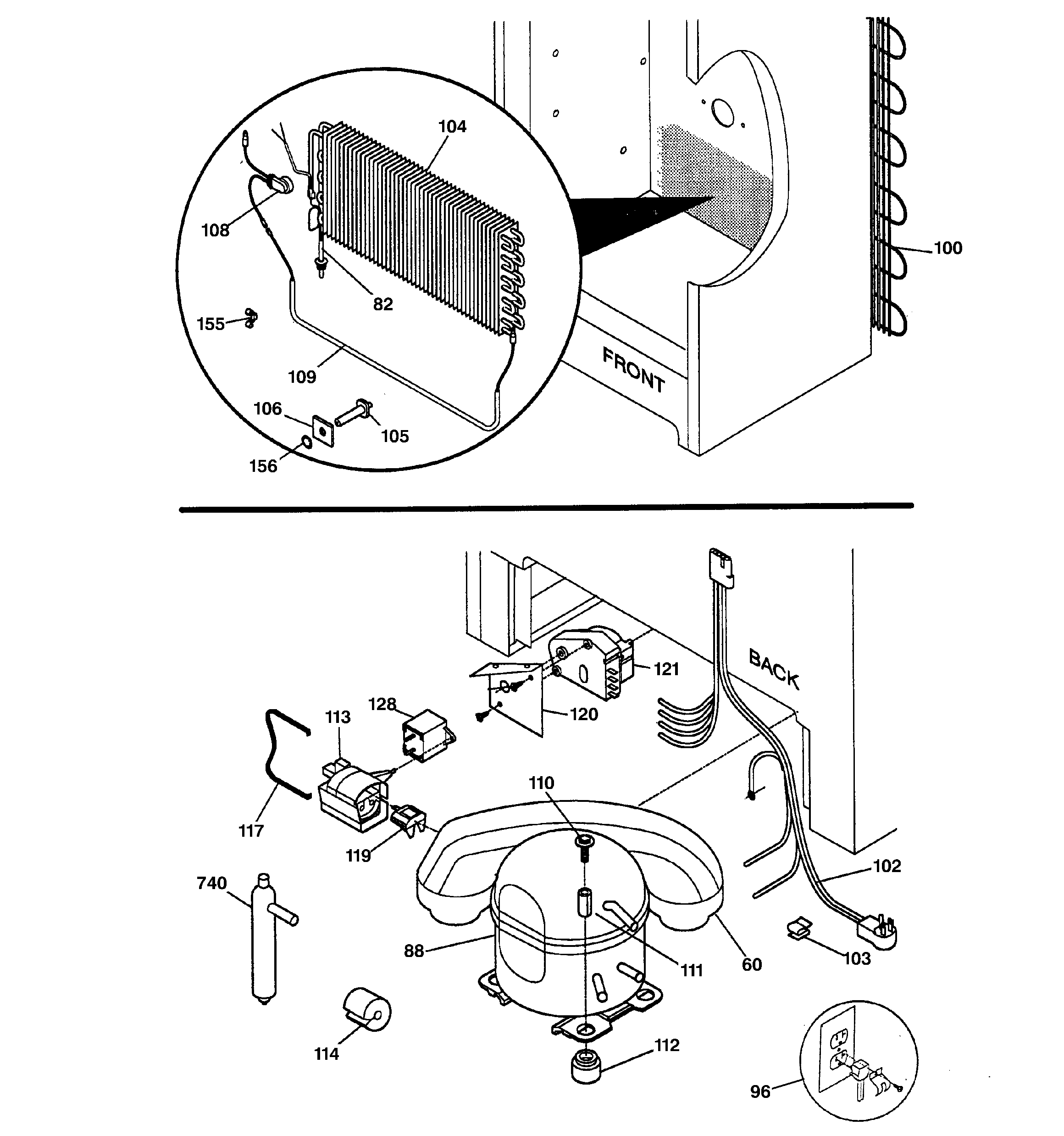 GE FUF14DAARWH unit parts diagram