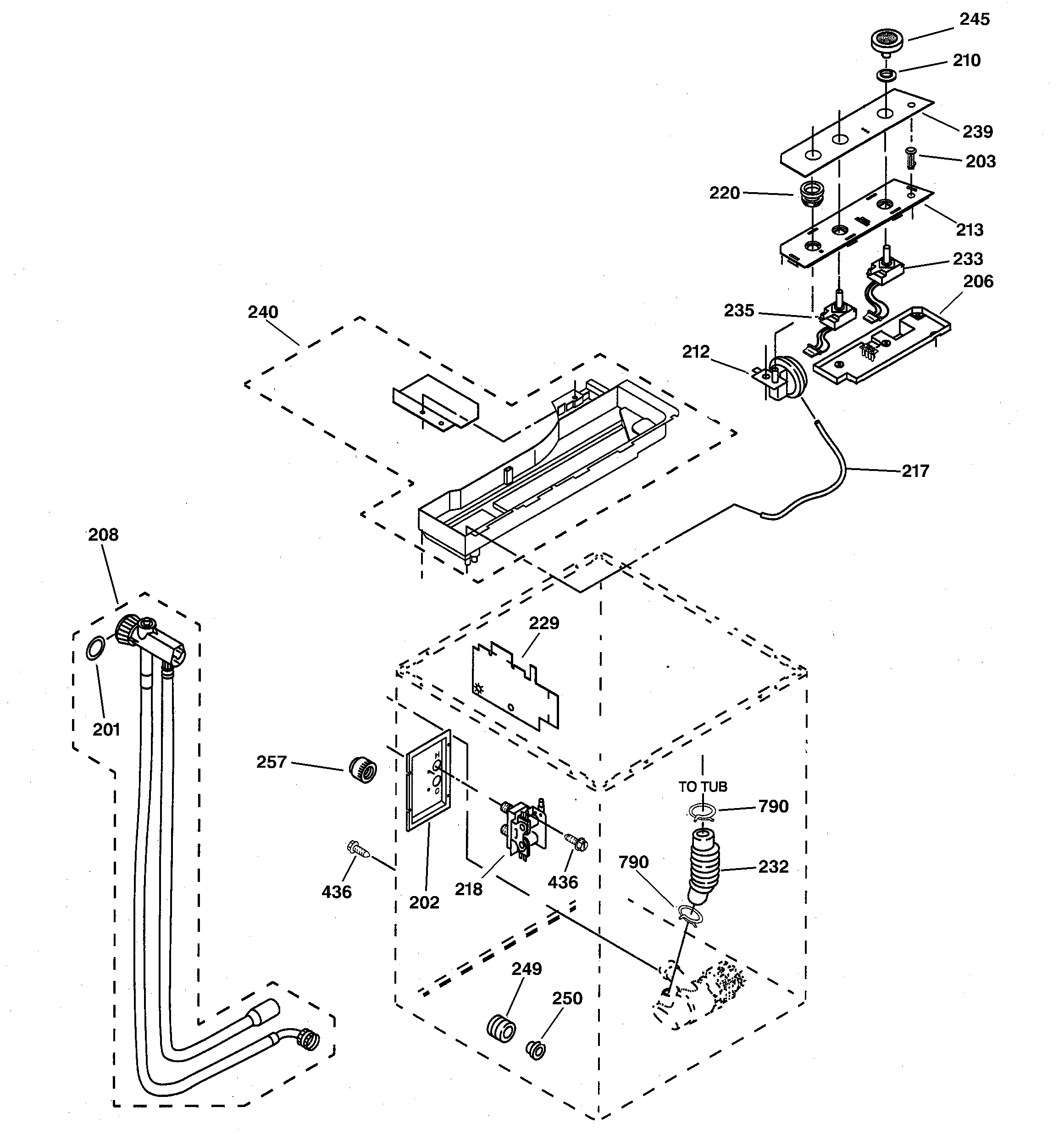 GE WSKP2060W1WH controls & rear panel parts diagram