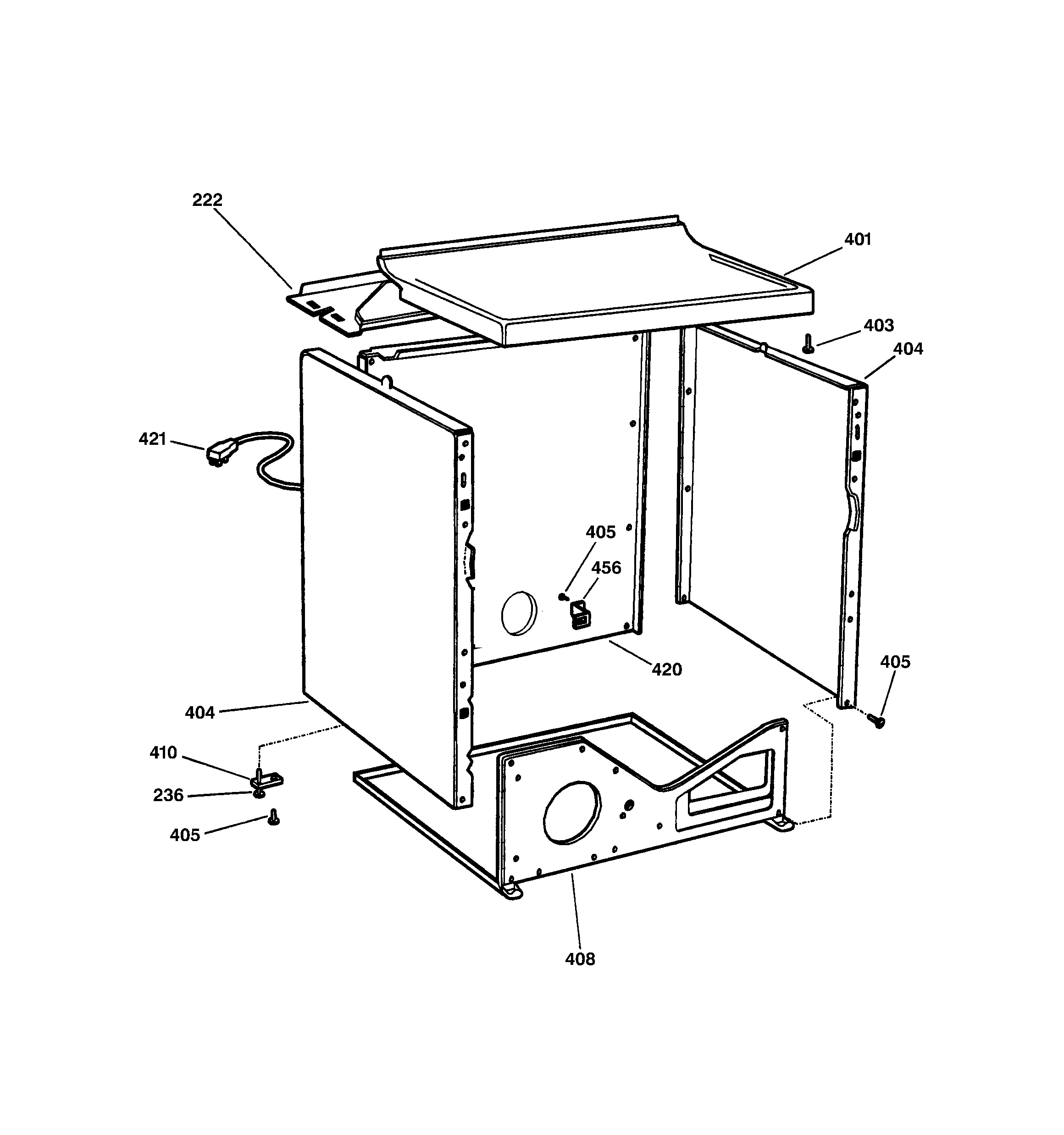 GE DBSR453GB0WW cabinet diagram