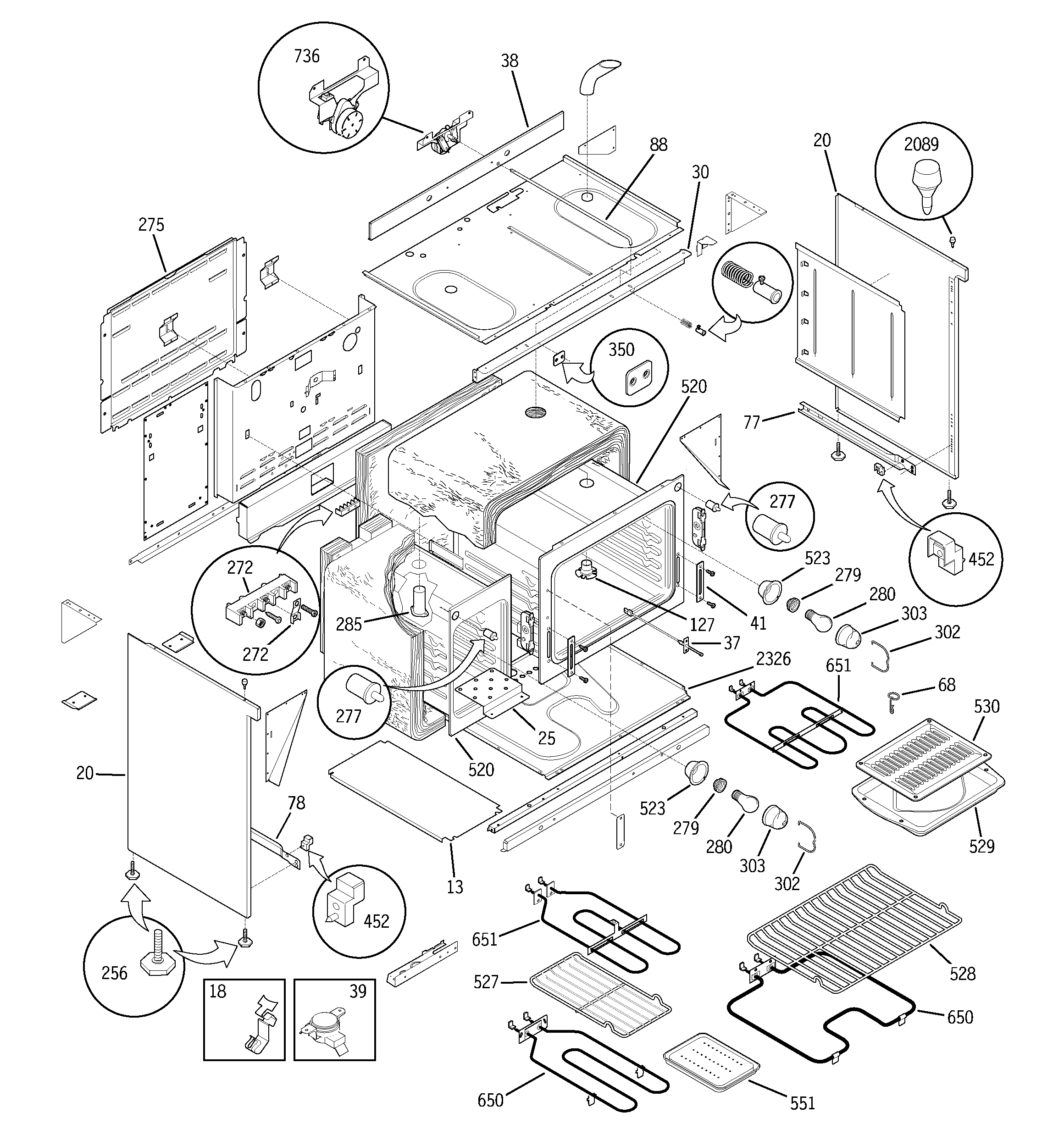GE JCP67F1WW body parts diagram