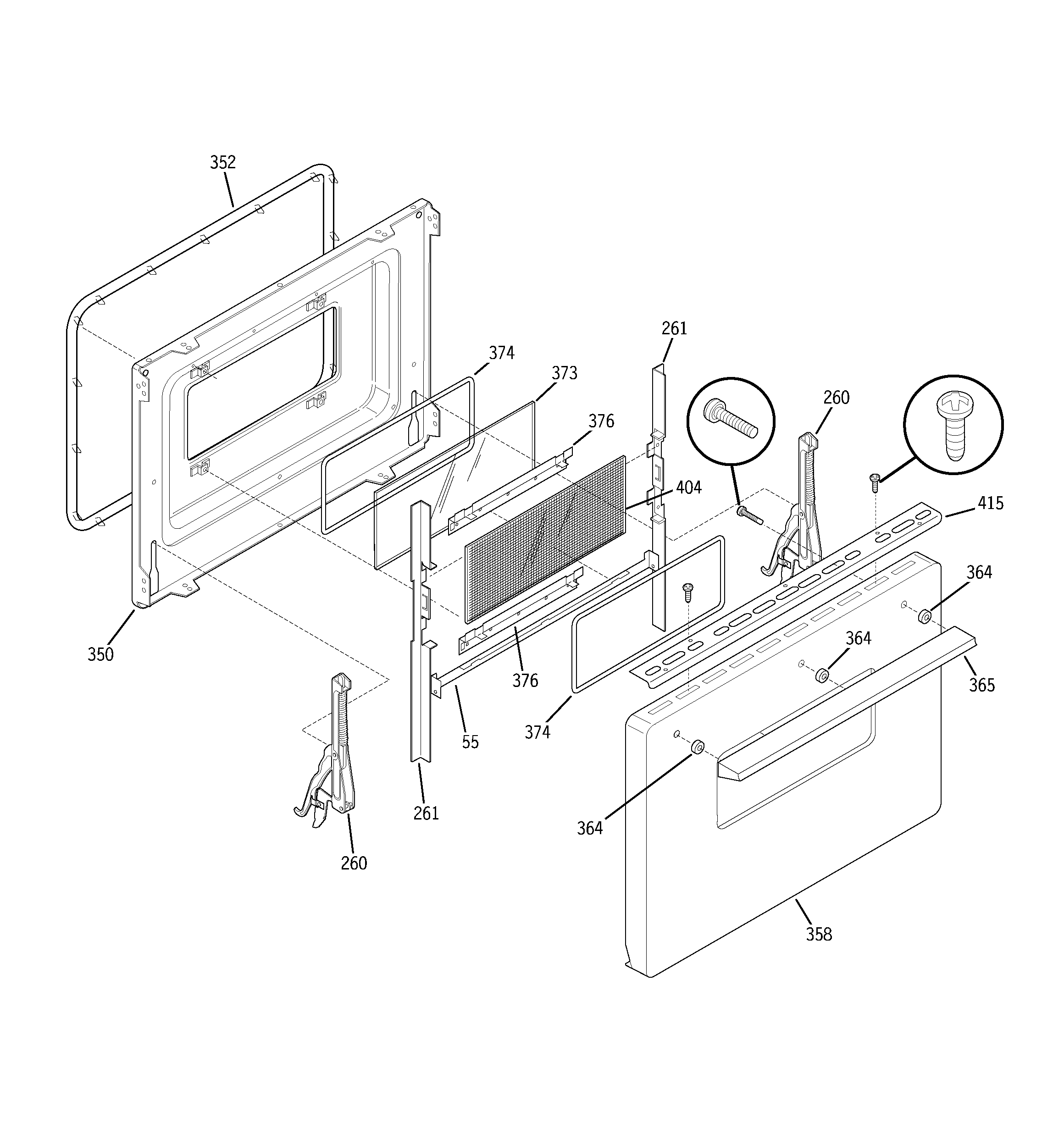 GE JCS57F1WW door diagram