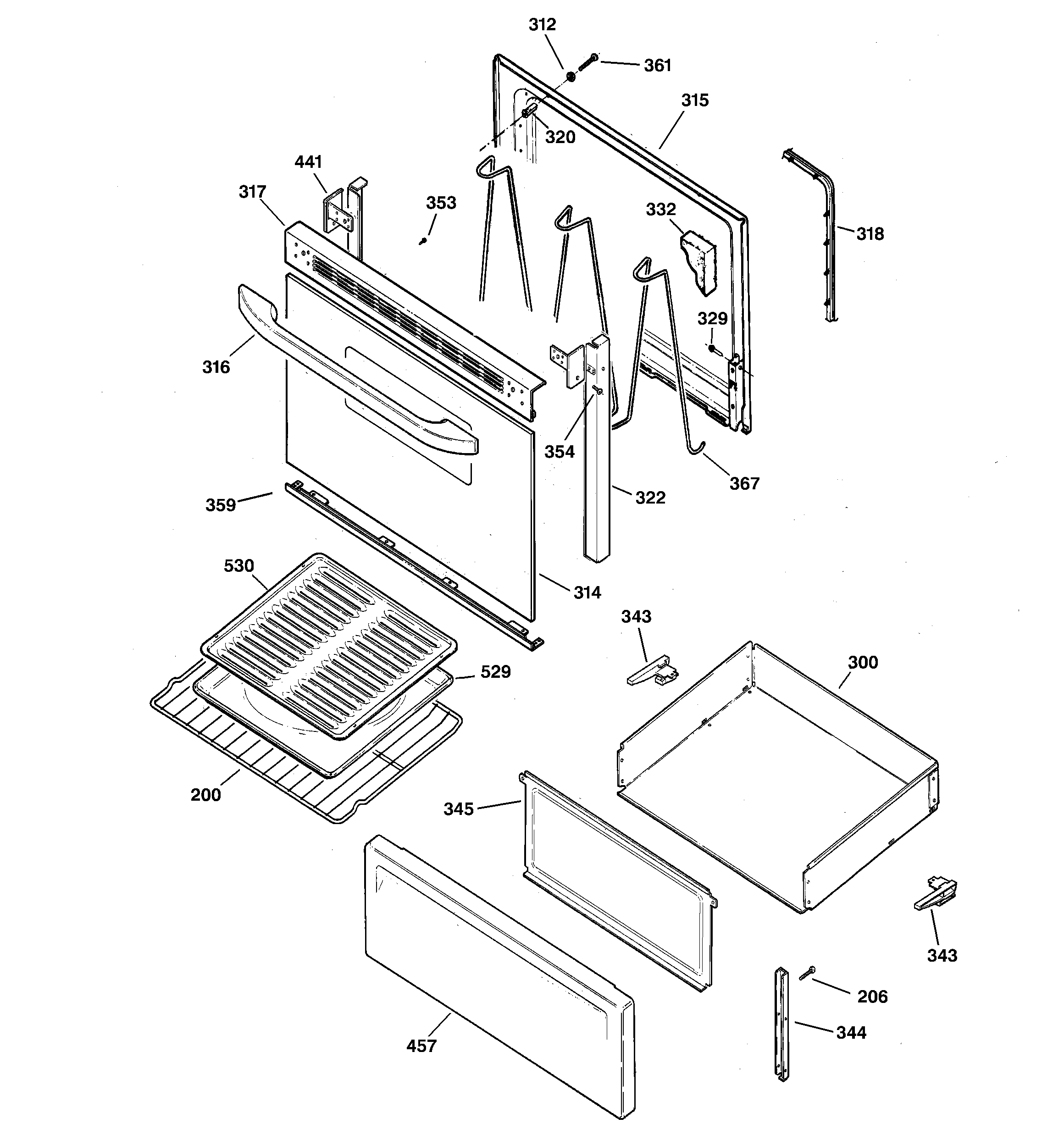 GE JBS03BC3WH door & drawer parts diagram
