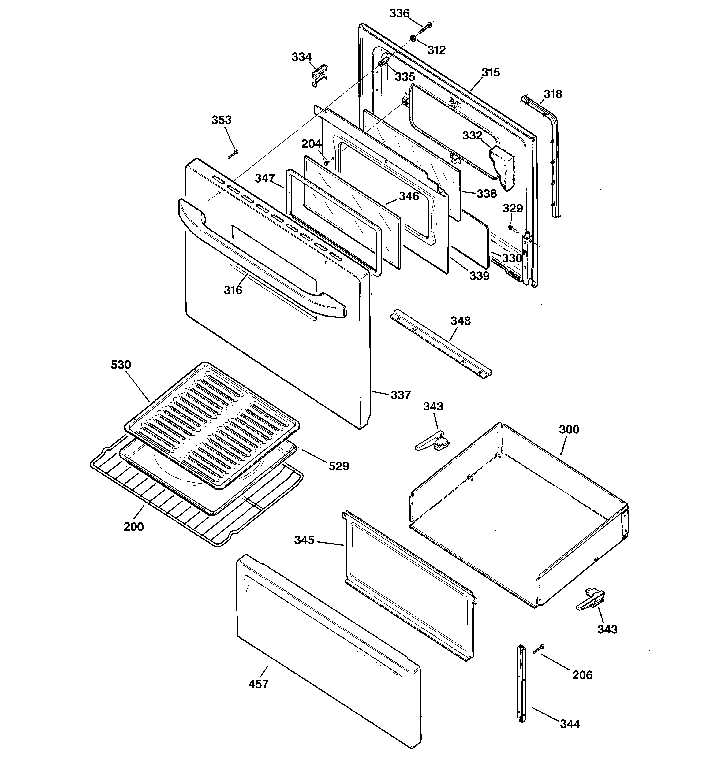 GE JBS26C2CT door & drawer parts diagram