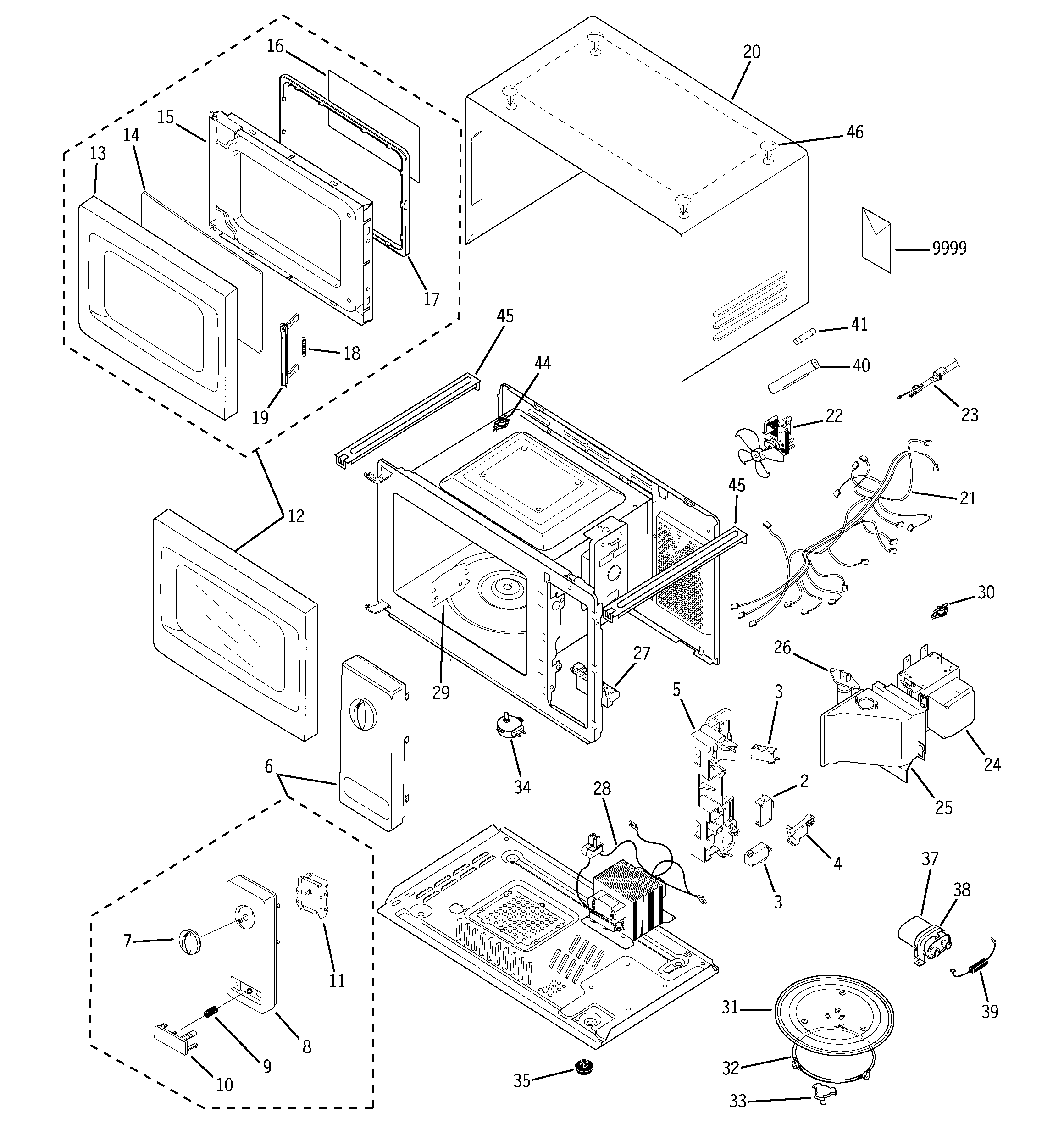 GE JE610BF001 microwave diagram
