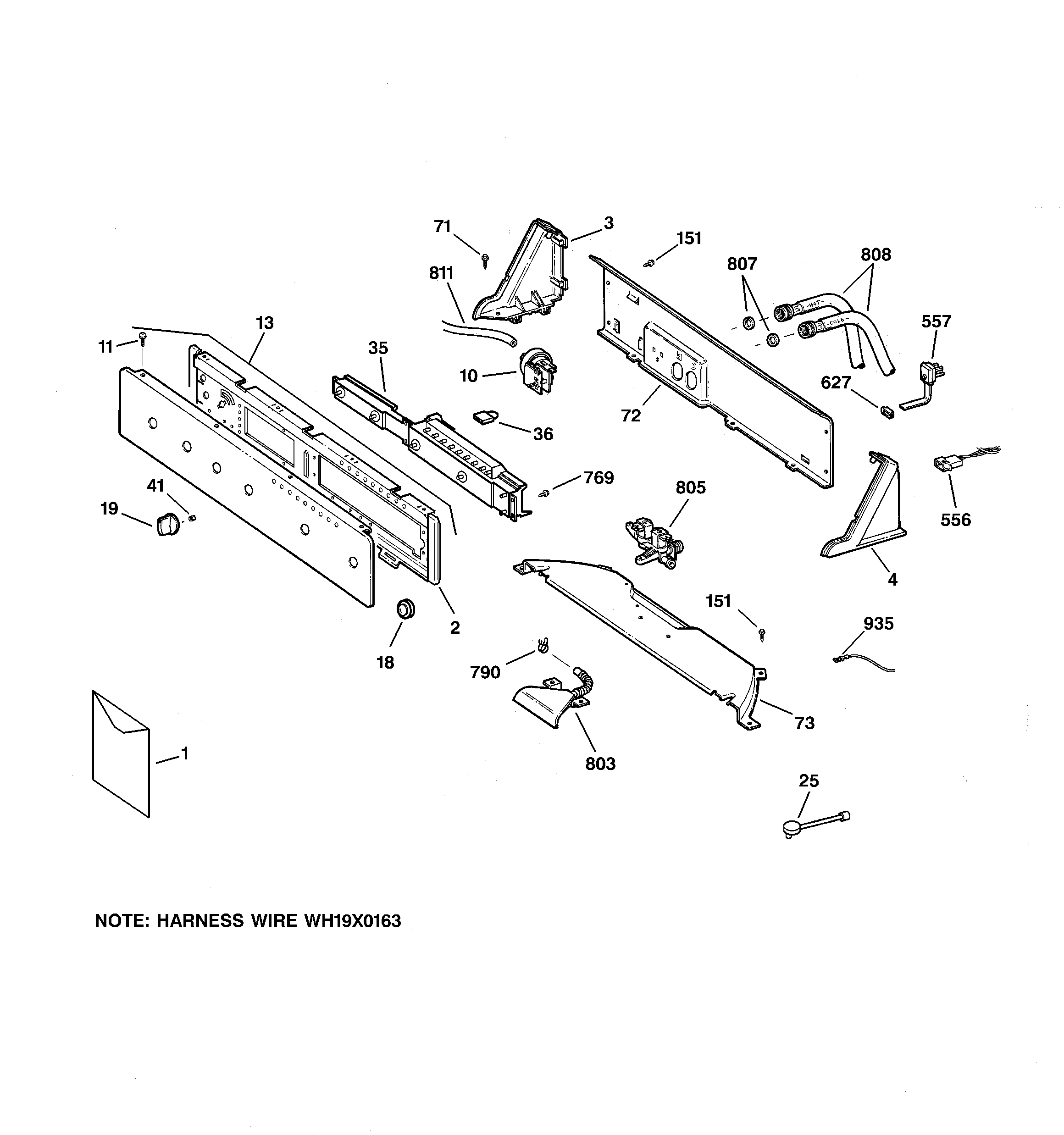 GE WWSE5200B3WW controls & backsplash diagram