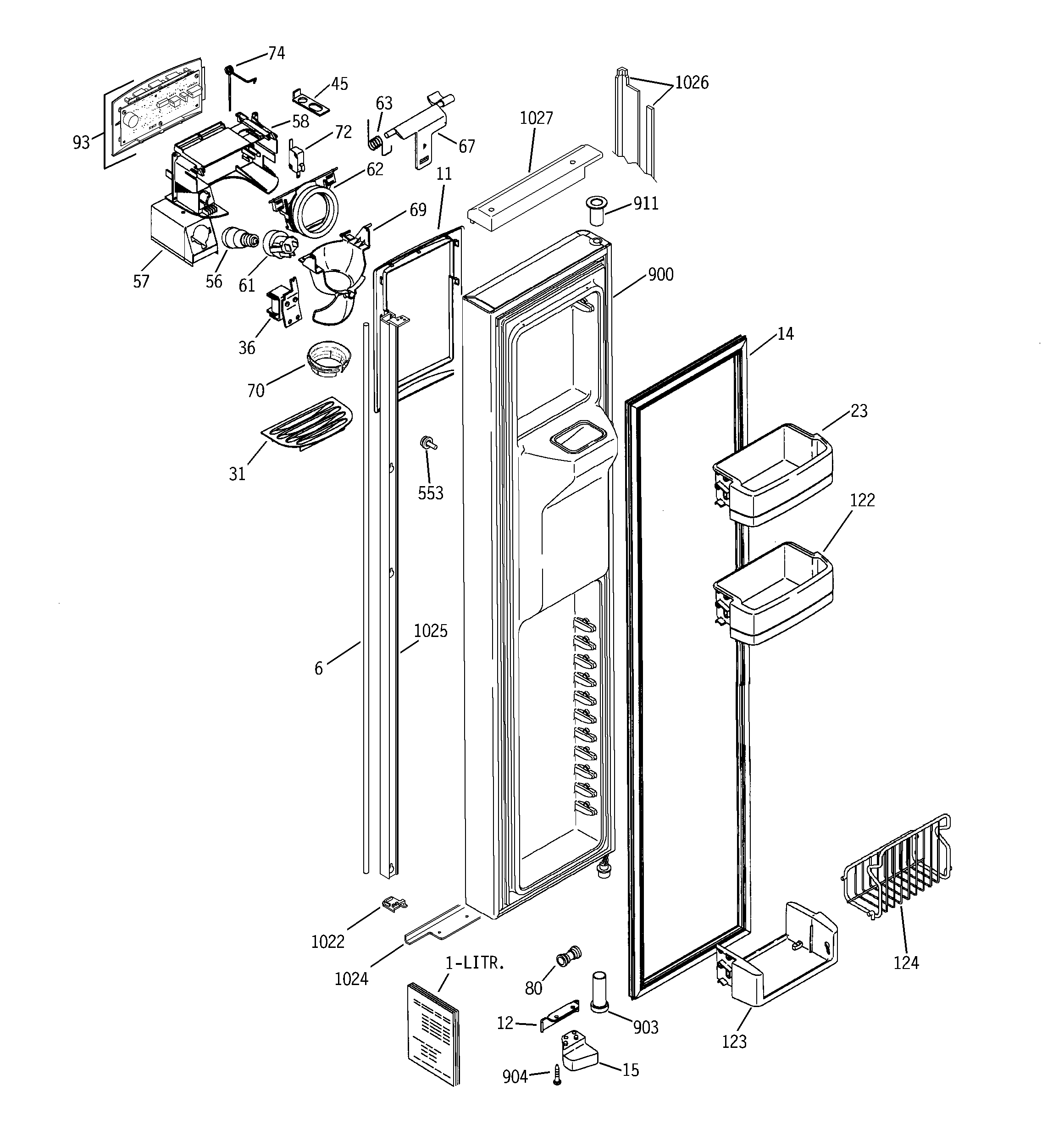 GE FIG21IEMFFBS freezer door diagram