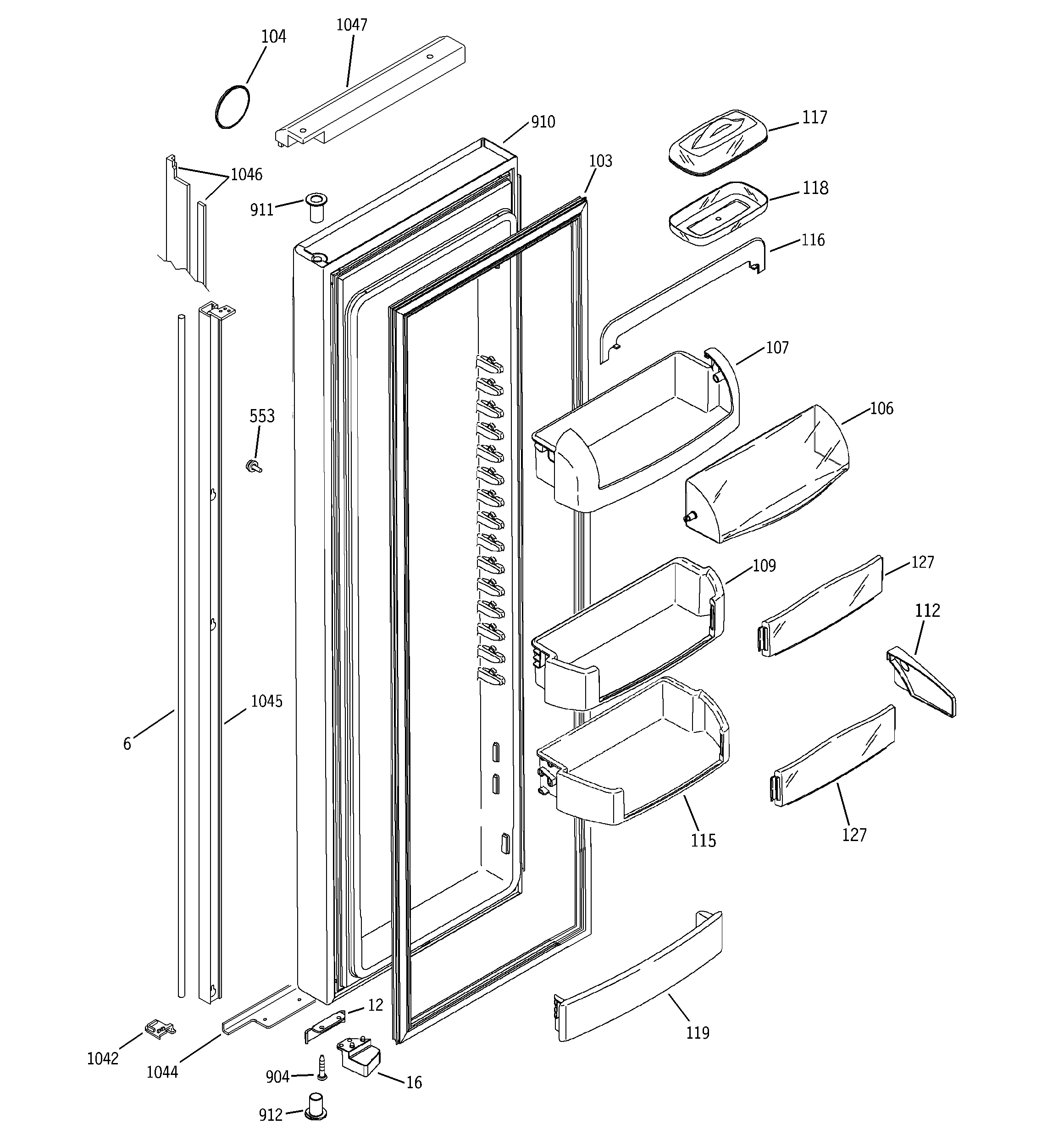 GE FIG21IEMFFBS fresh food door diagram