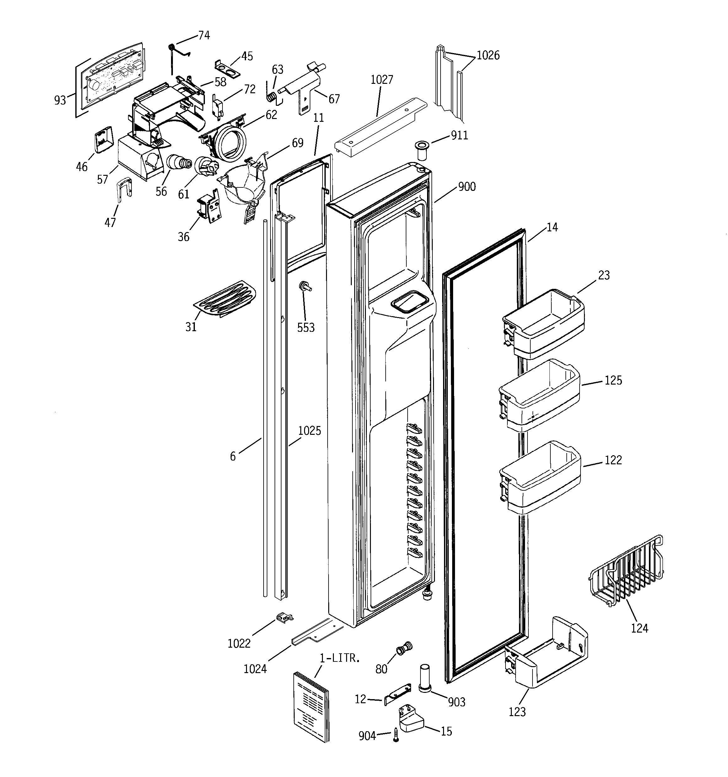 GE GIG21IEMFFWW freezer door diagram