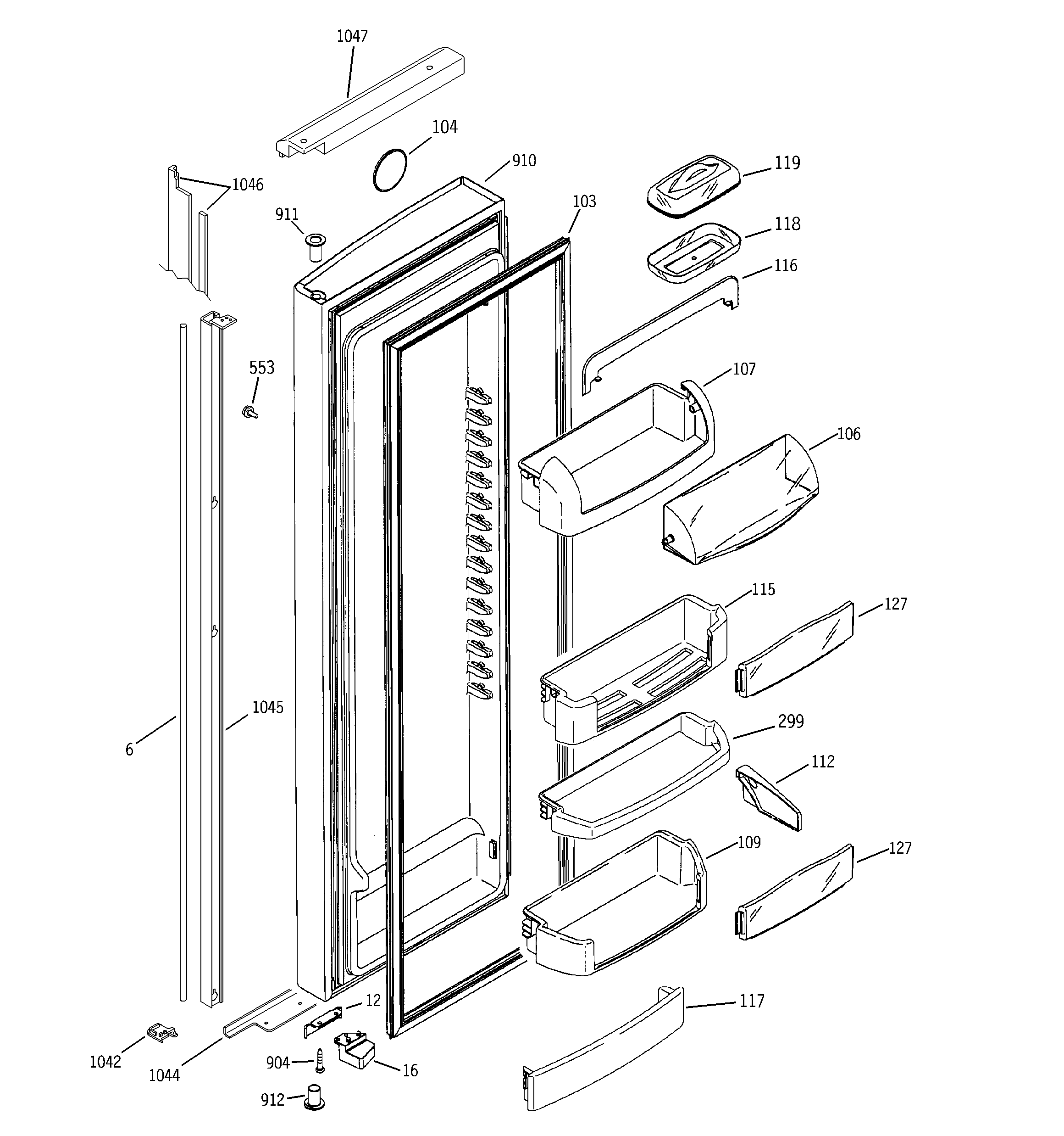 GE GIG21IEMFFWW fresh food door diagram
