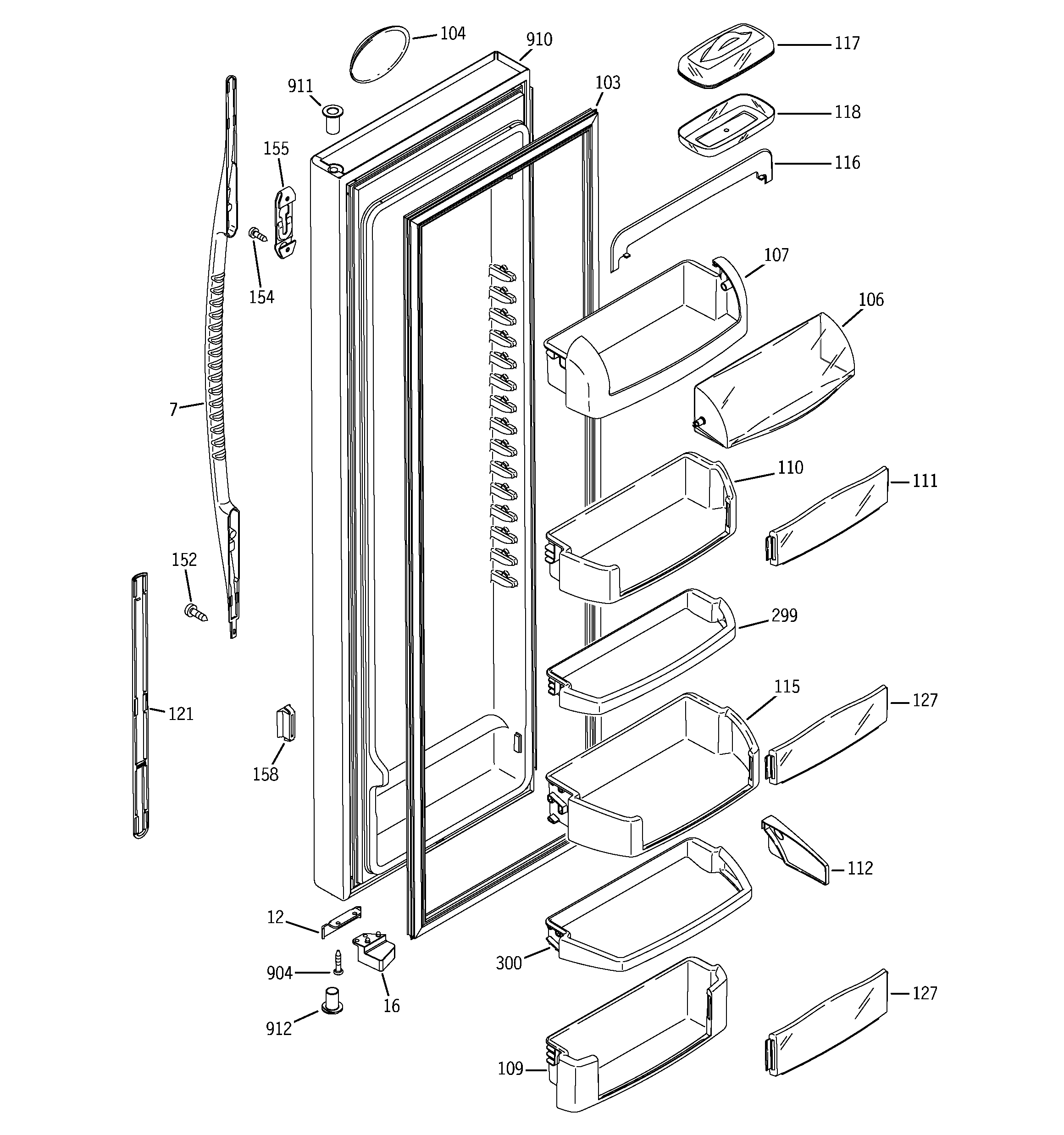 GE PCG23MIMFFWW fresh food door diagram