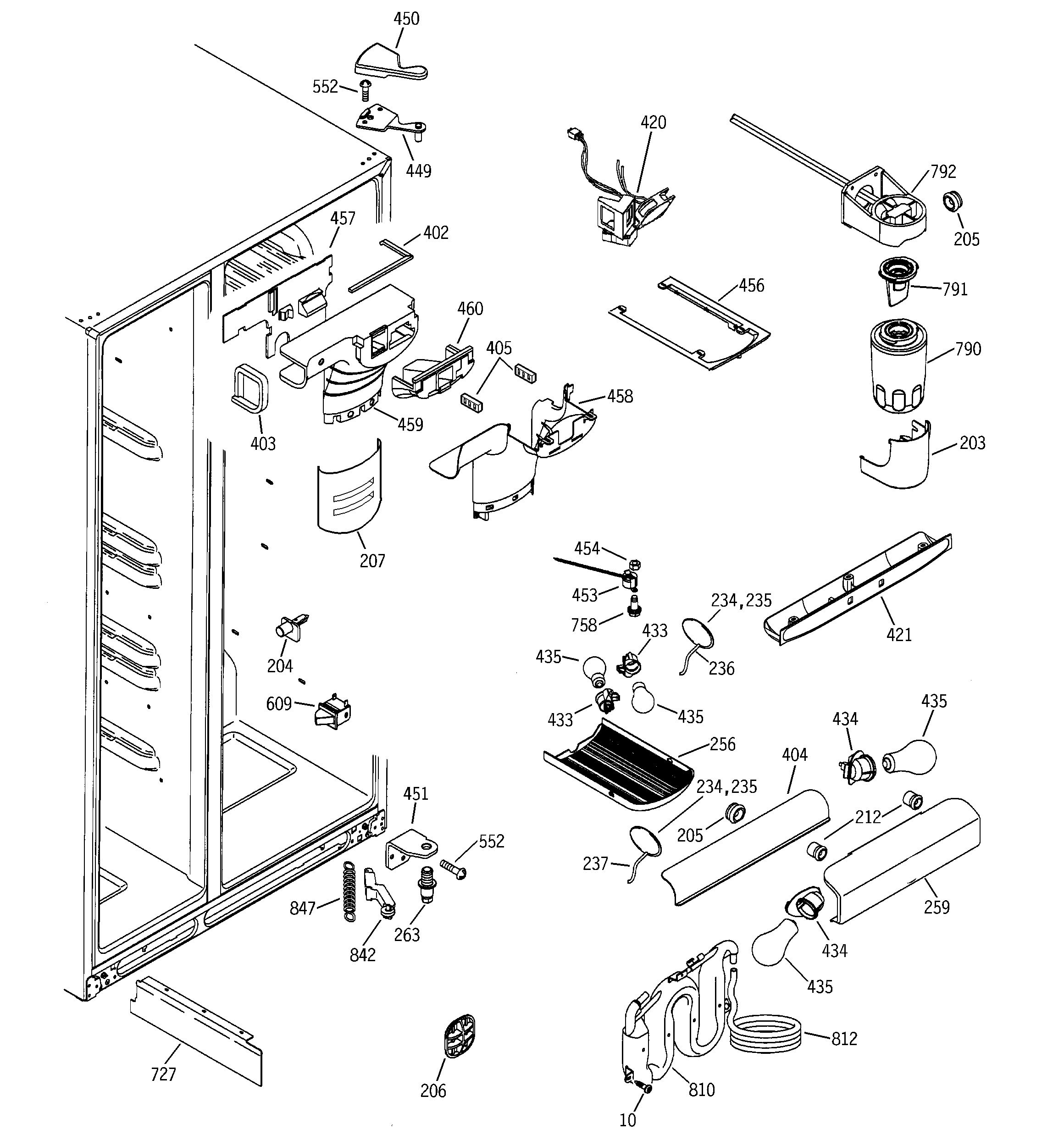 GE GSS25PGMFBB fresh food section diagram