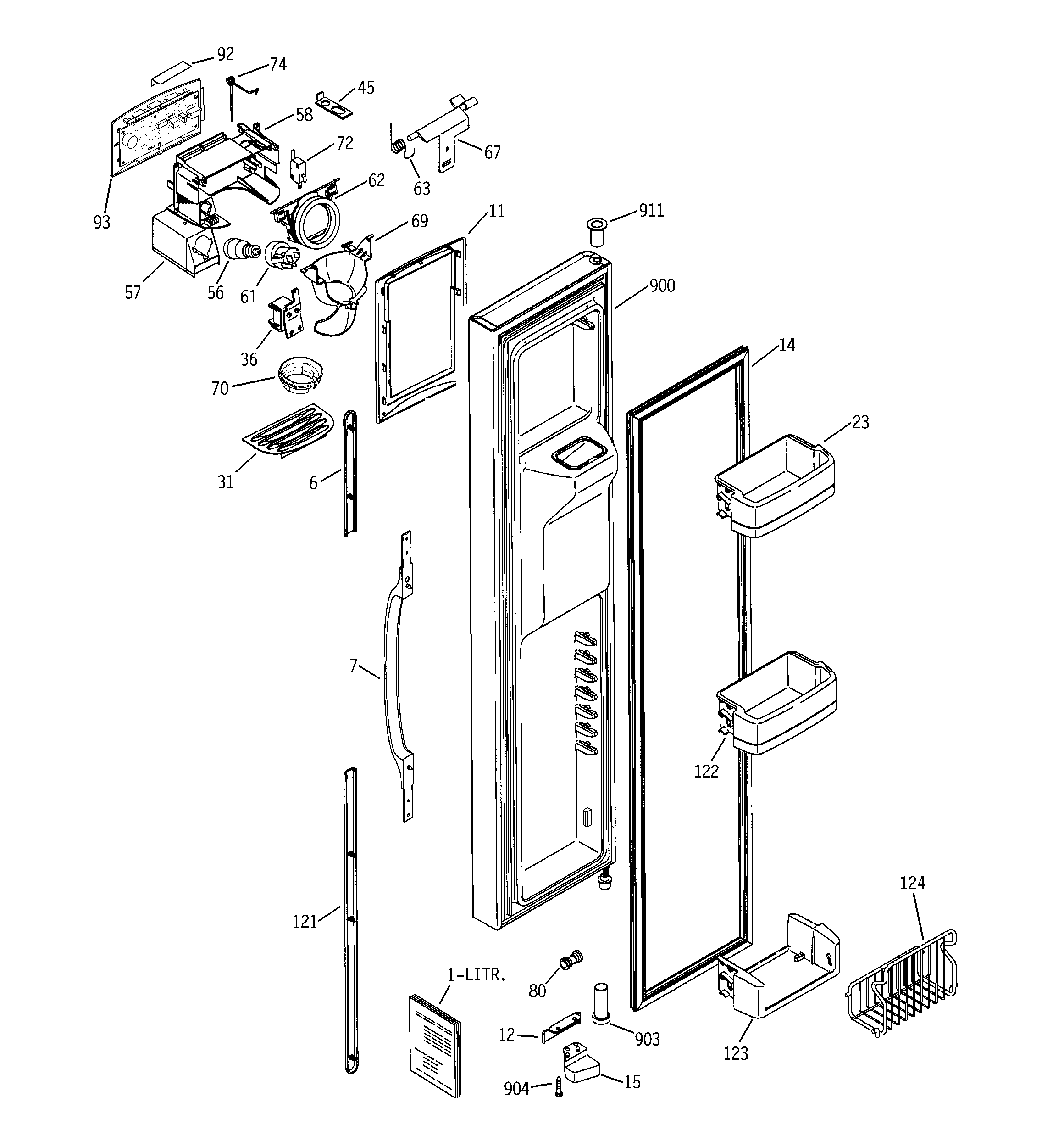 GE GSS25RGMFCC freezer door diagram