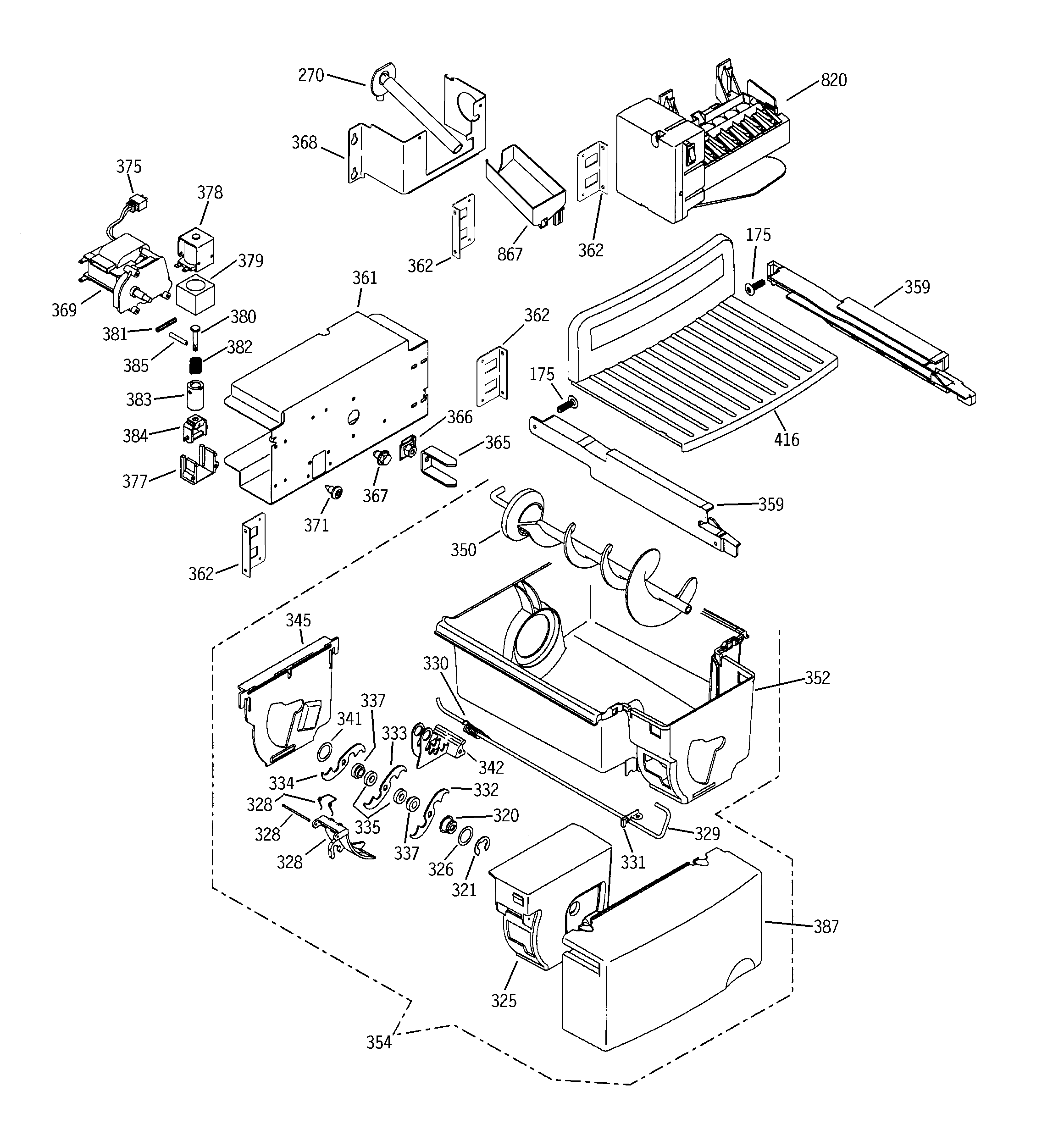 GE GSS25RGMFCC ice maker & dispenser diagram