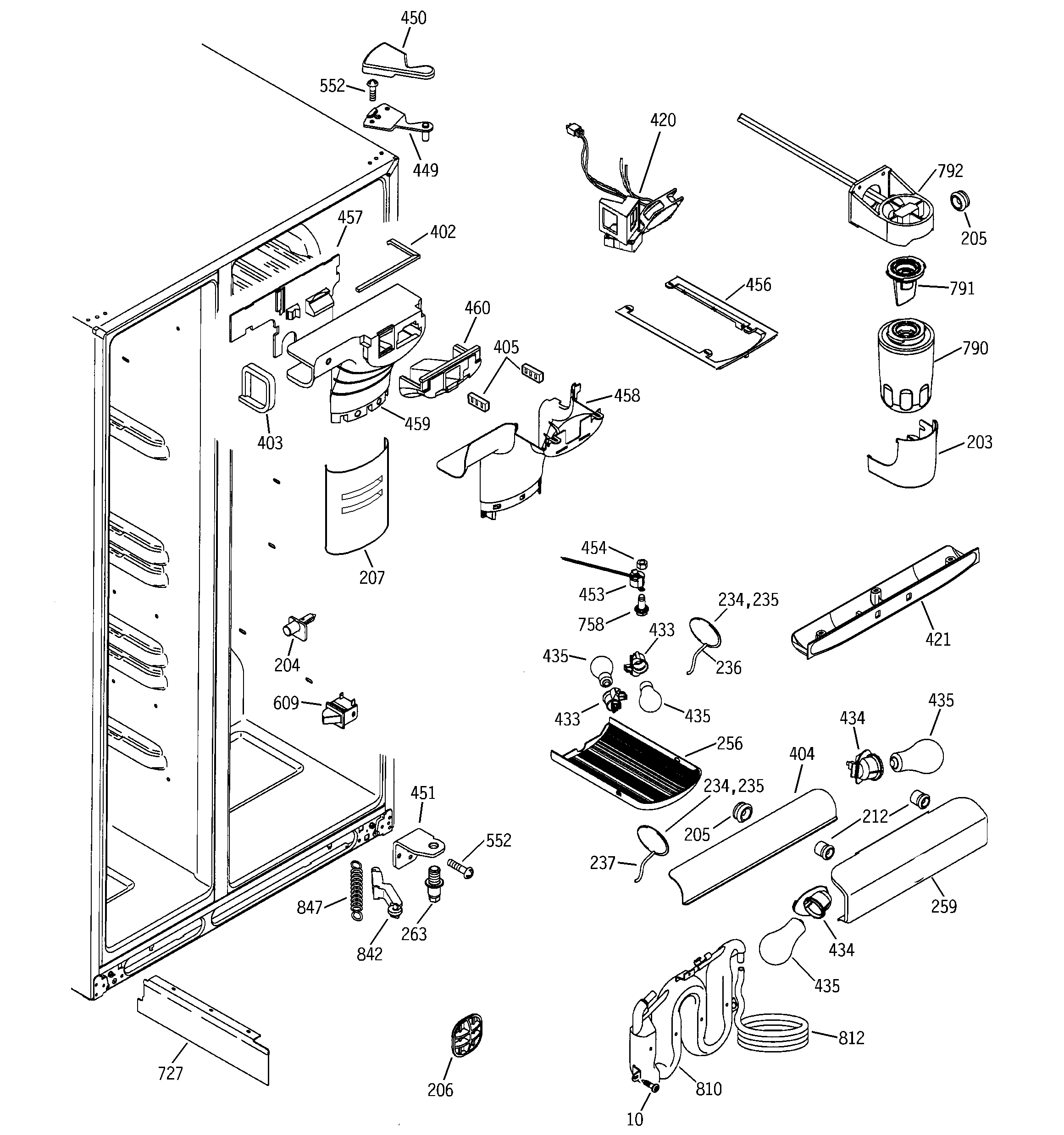 GE GSS25RGMFCC fresh food section diagram