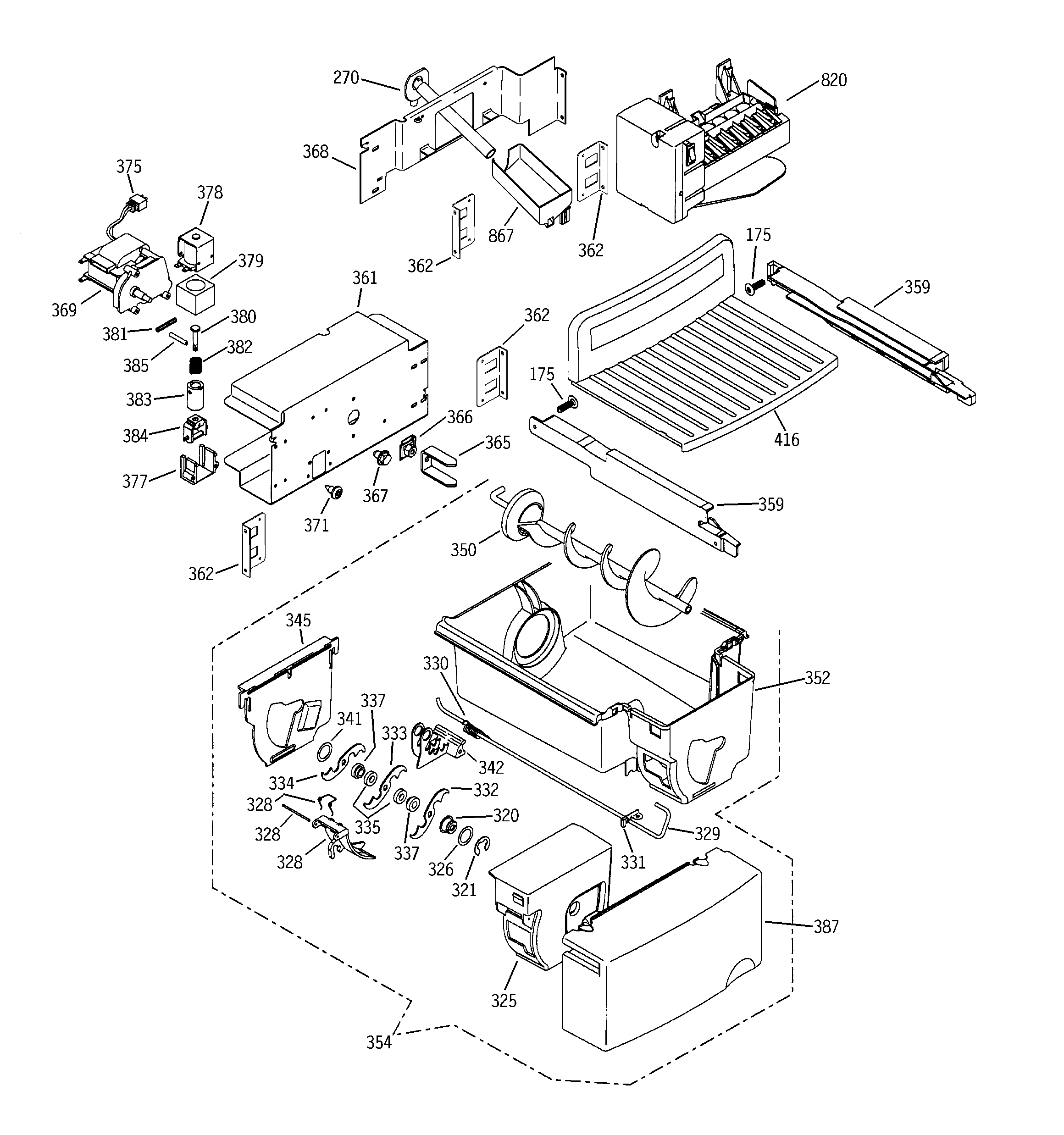 GE GSS25TGMFBB ice maker & dispenser diagram