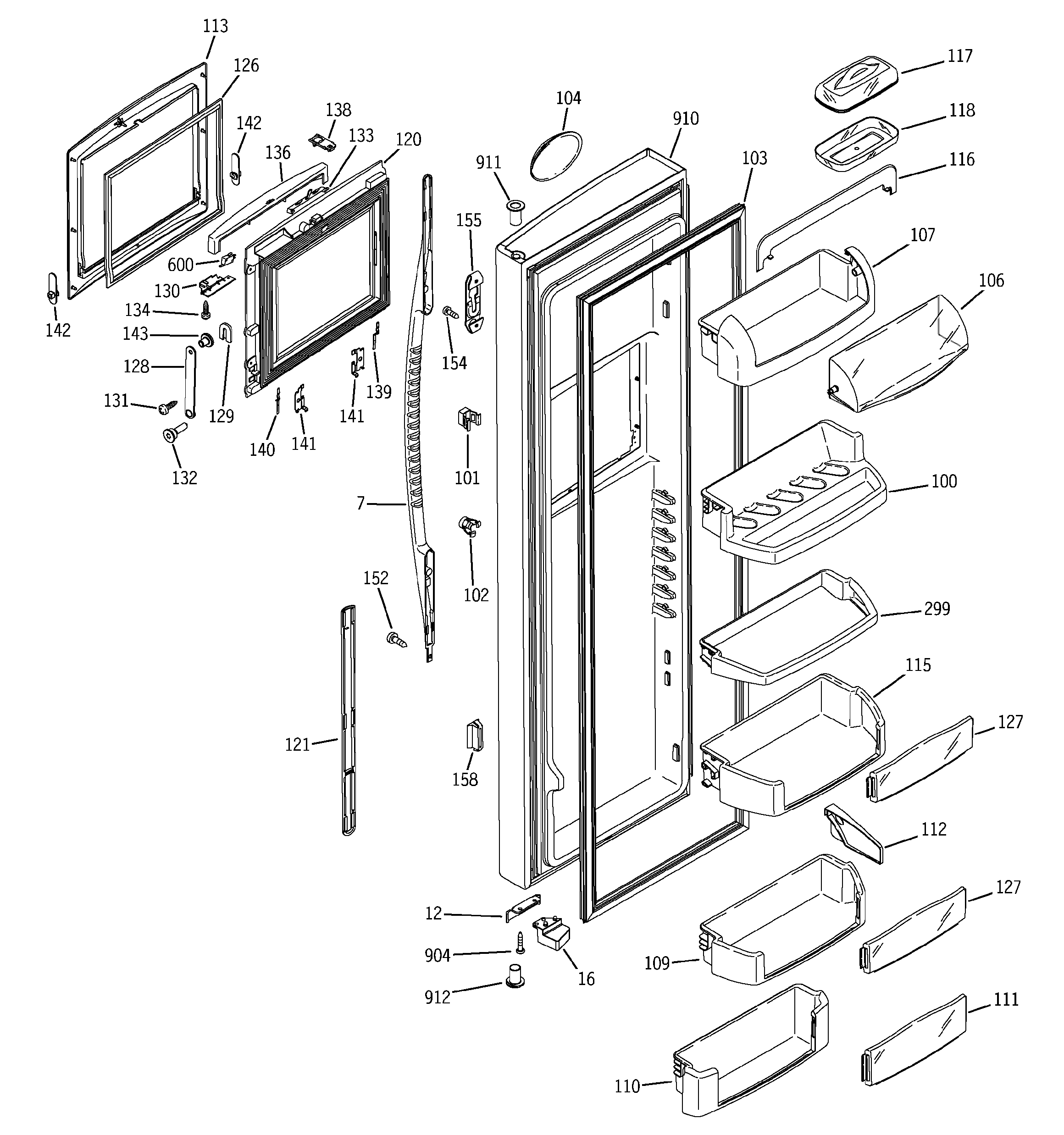 GE PCG23NJMFFWW fresh food door diagram