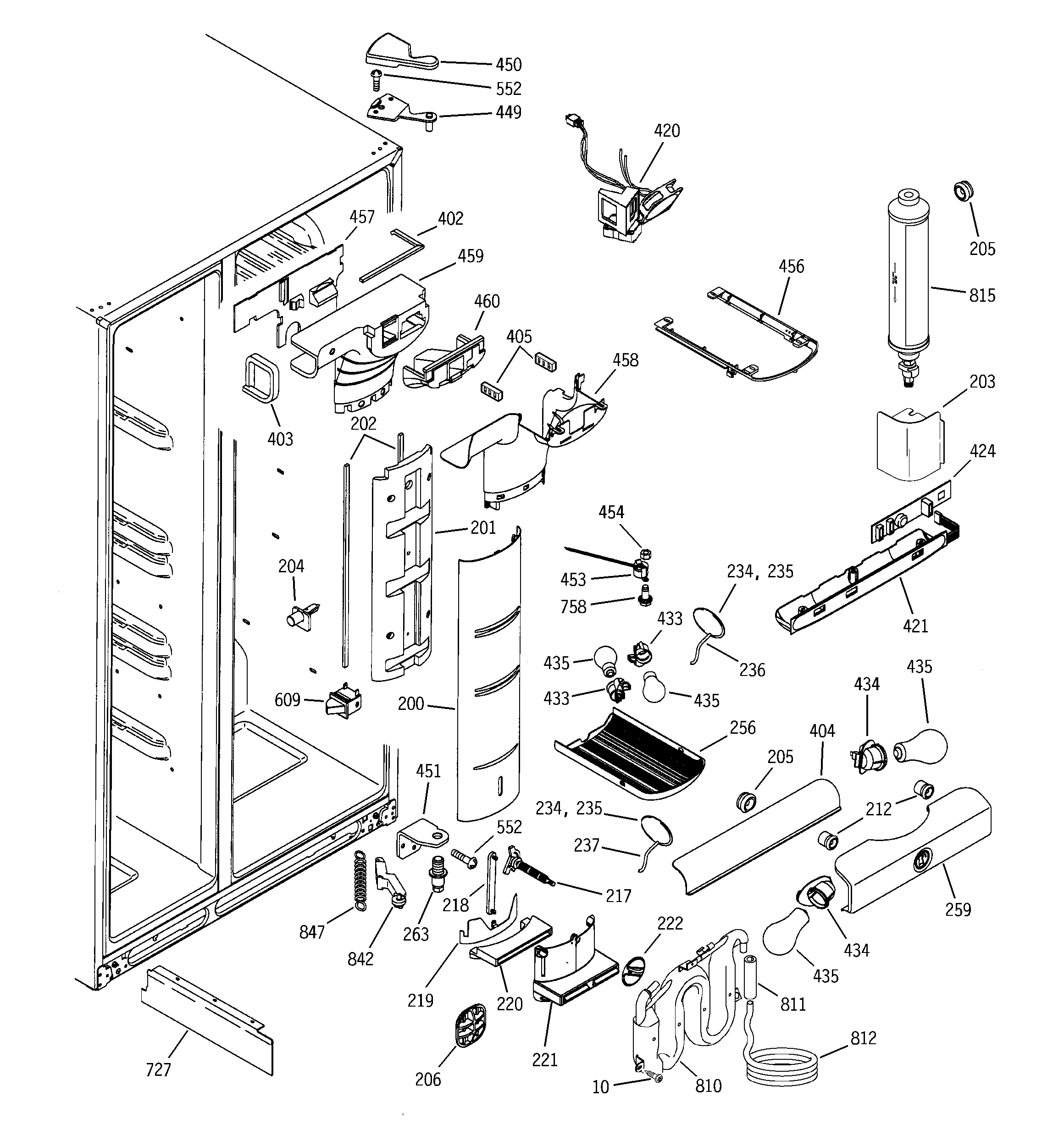 GE PCG23NJMFFWW fresh food section diagram