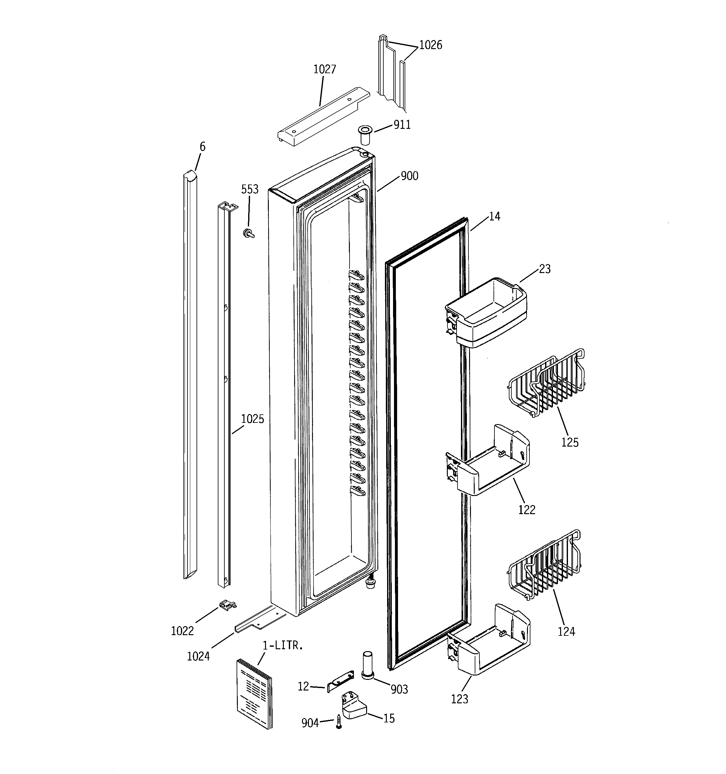 GE PSI23NCNABB freezer door diagram