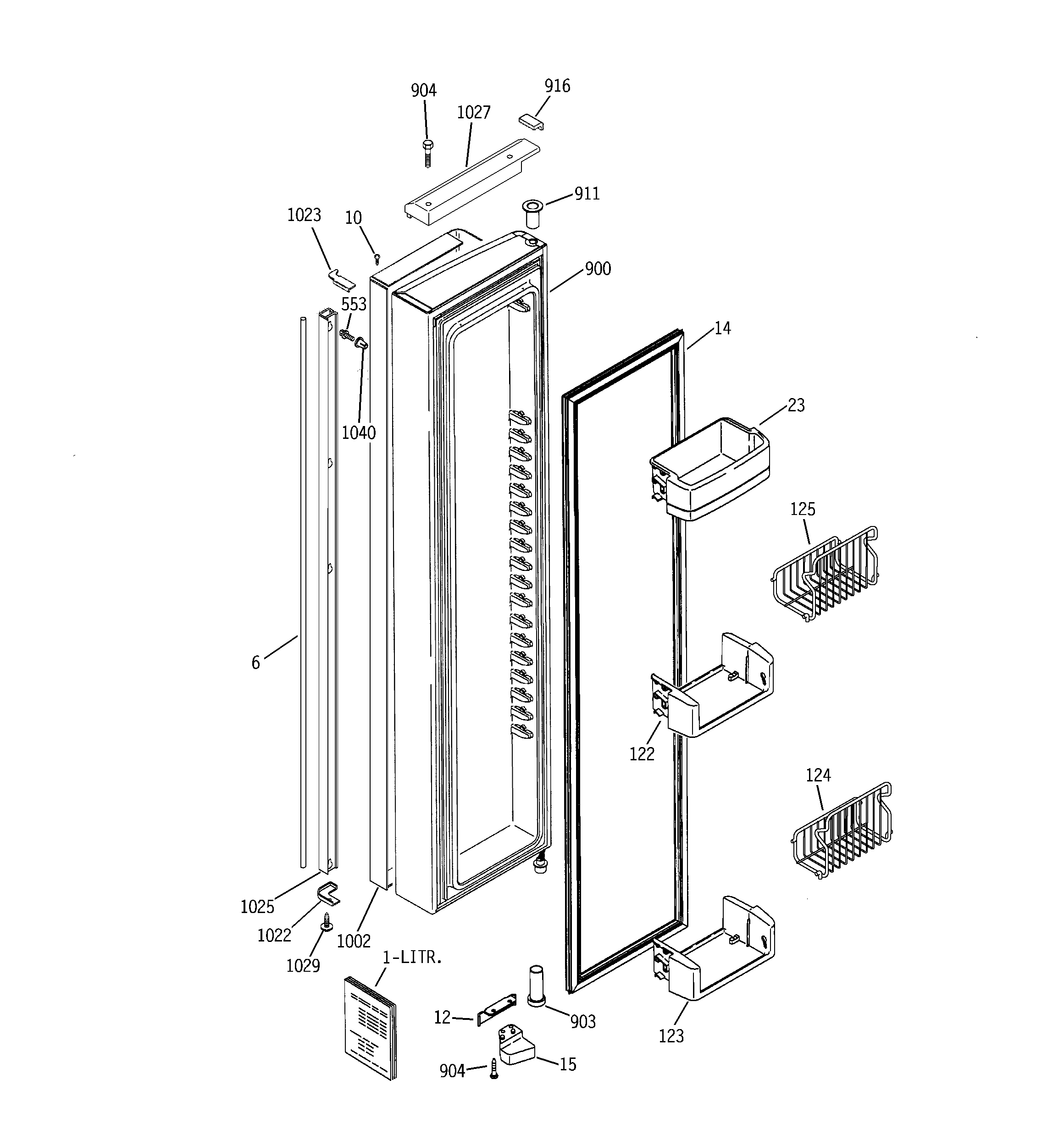 GE PSI23SCNAFBS freezer door diagram