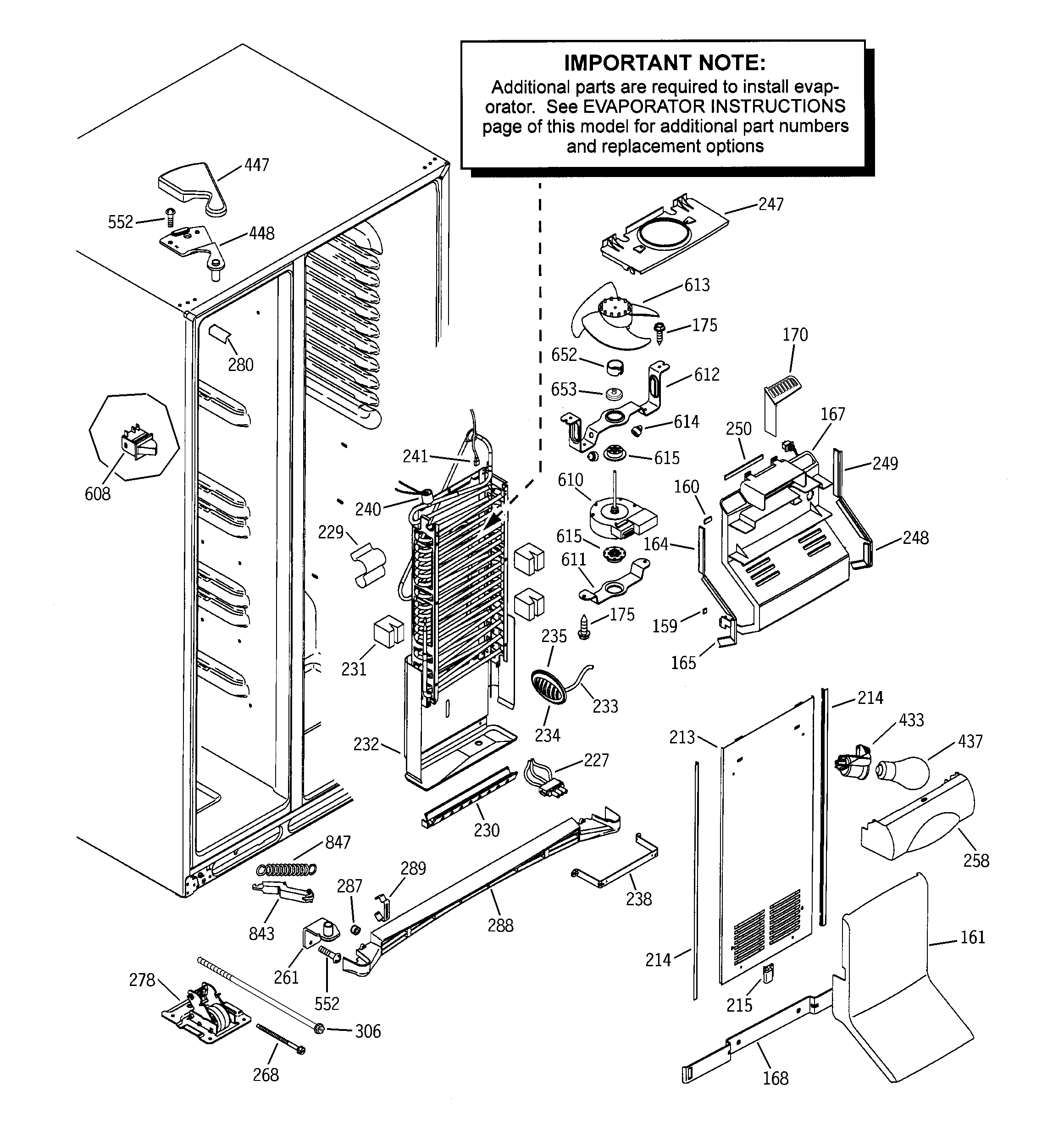 GE PSI23SCNAFBS freezer section diagram