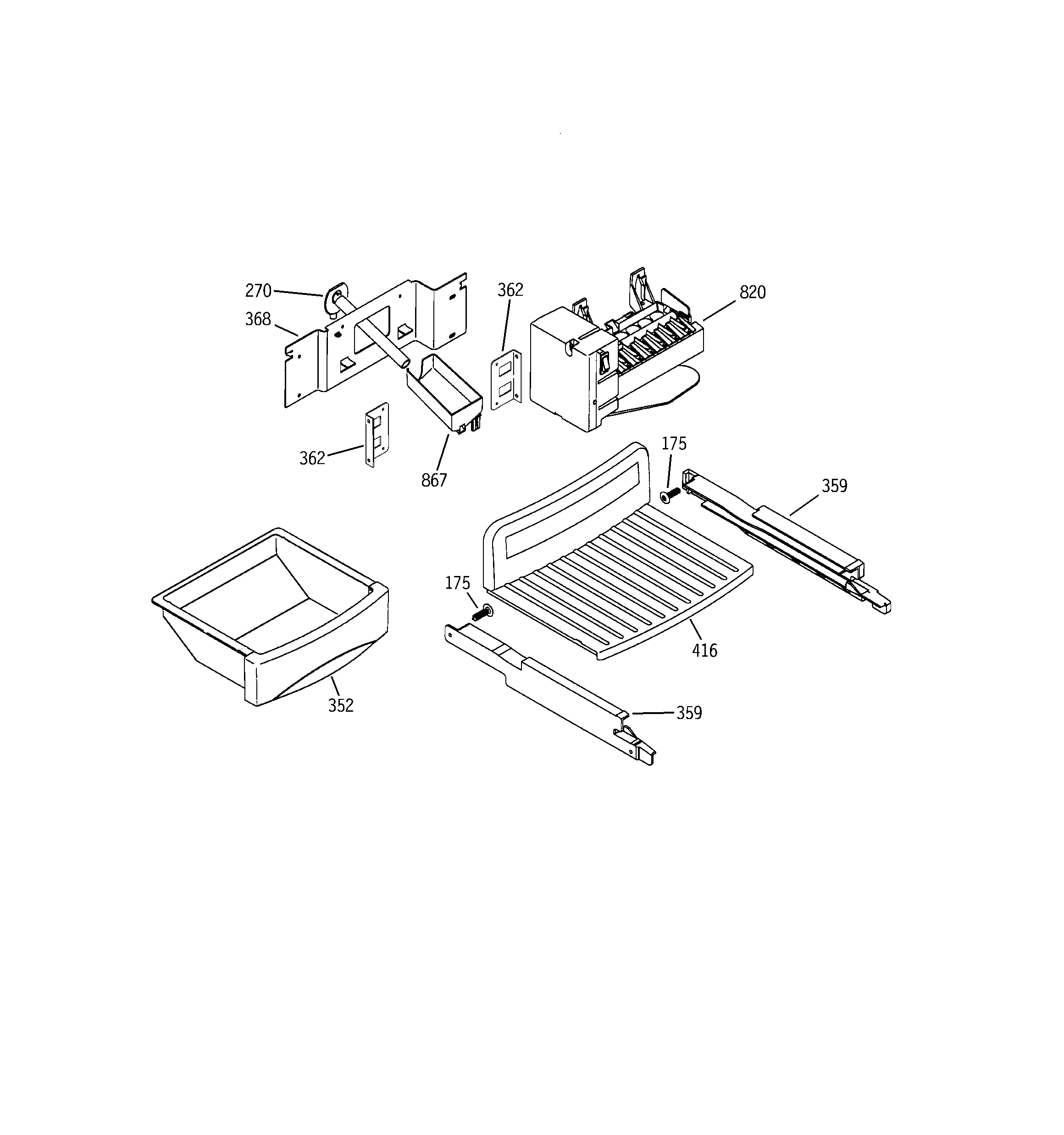 GE PSS25NCNAWW ice maker & dispenser diagram
