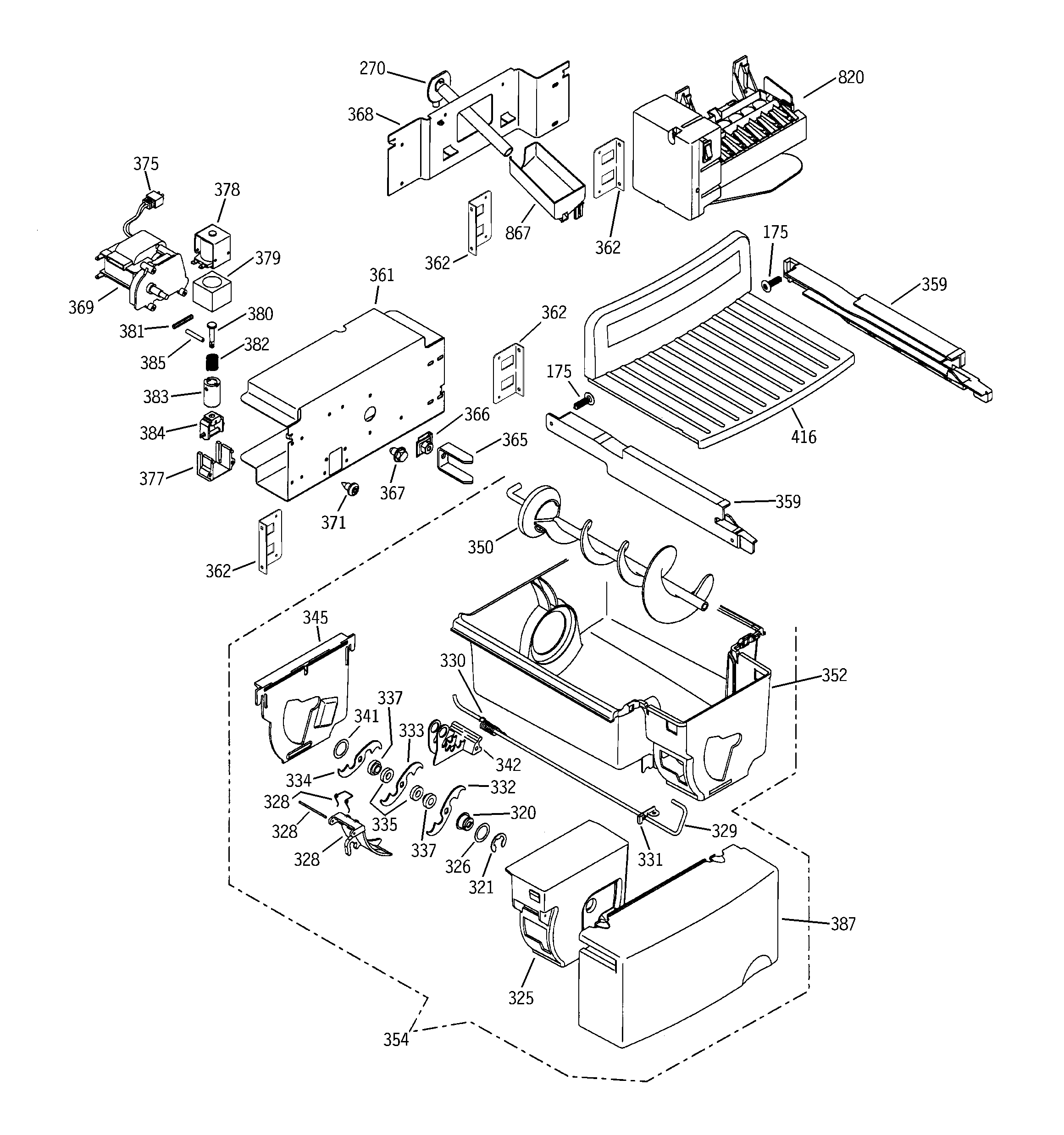 GE PSC23NGNAWW ice maker & dispenser diagram