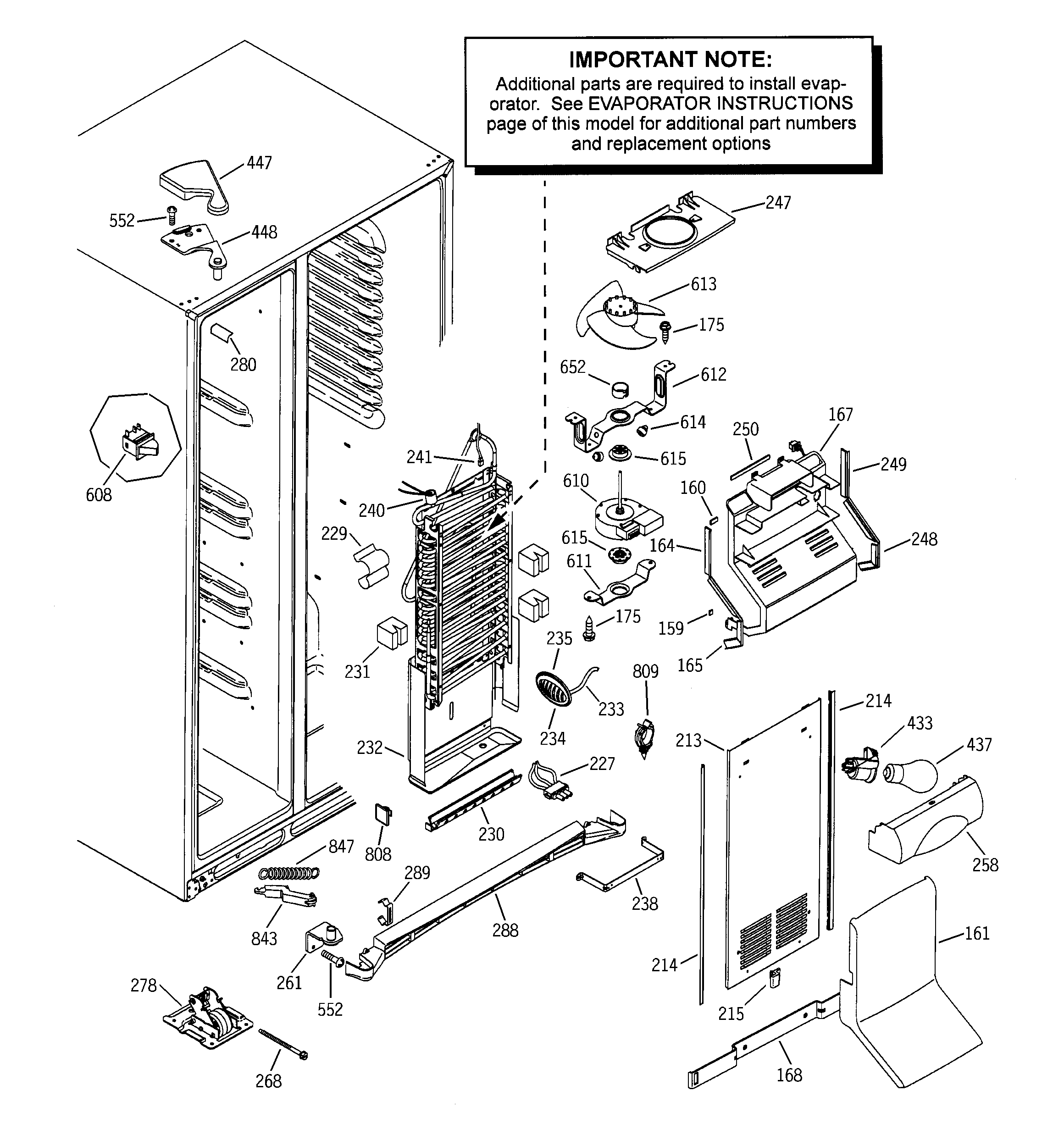 GE PSF26NGNABB freezer section diagram