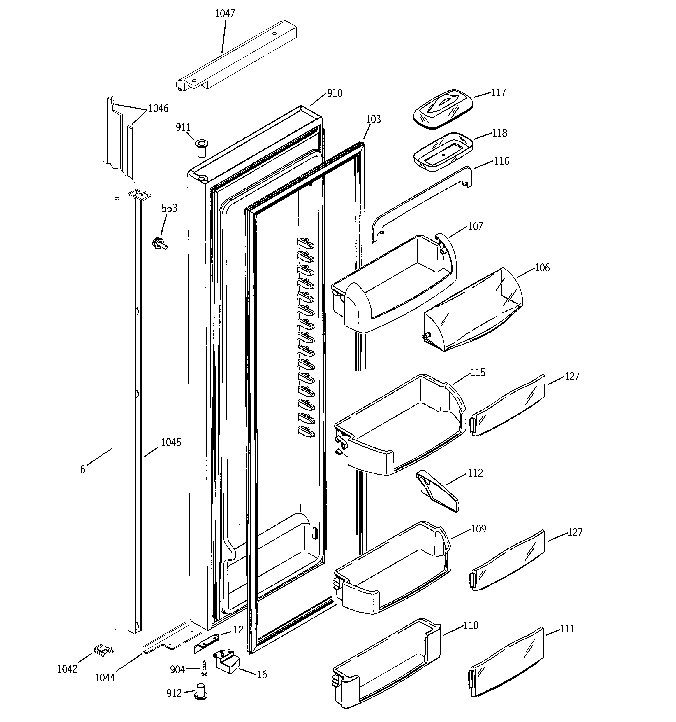 GE PSI23NGNACC fresh food door diagram