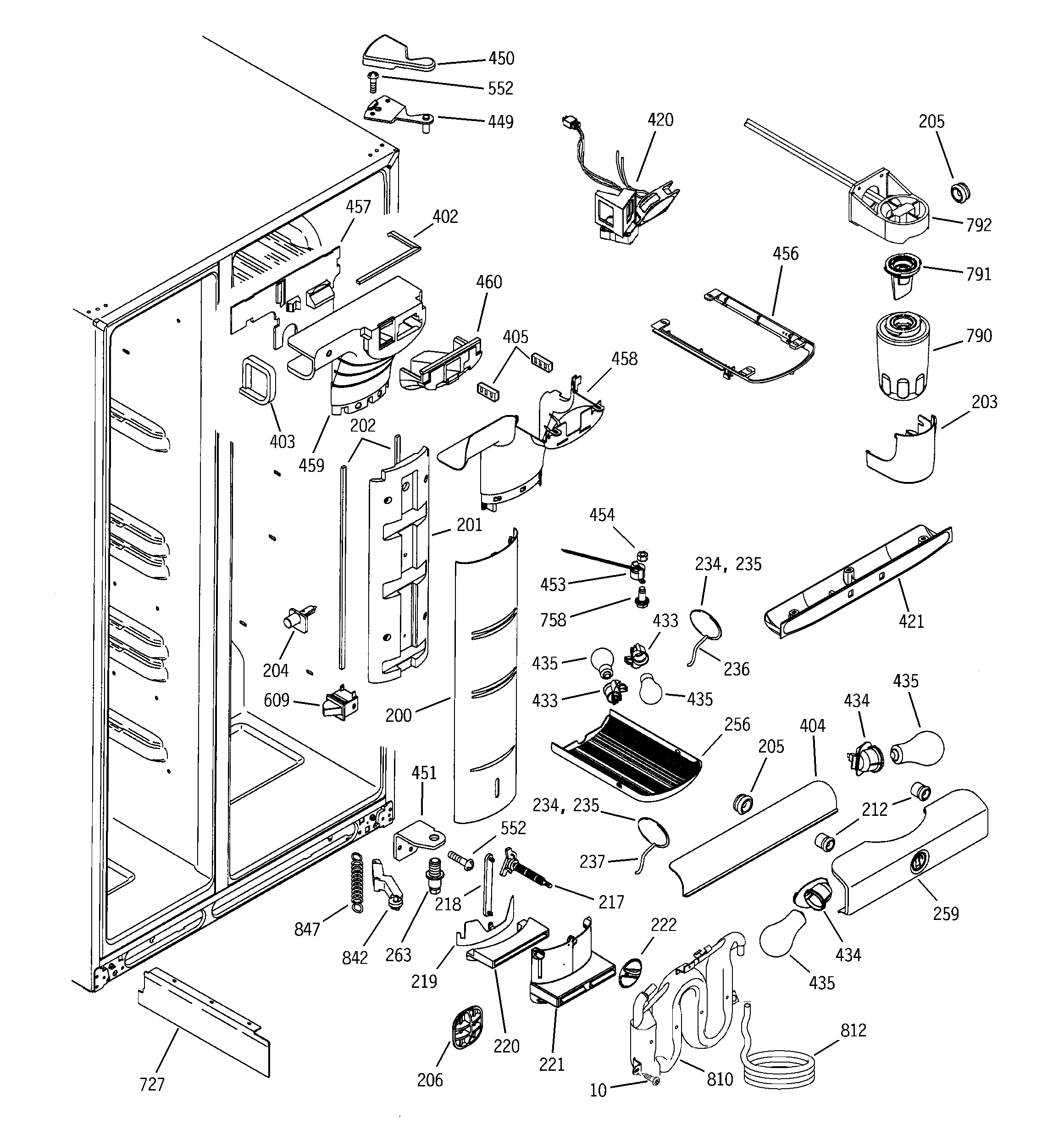 GE PSI23NGNACC fresh food section diagram