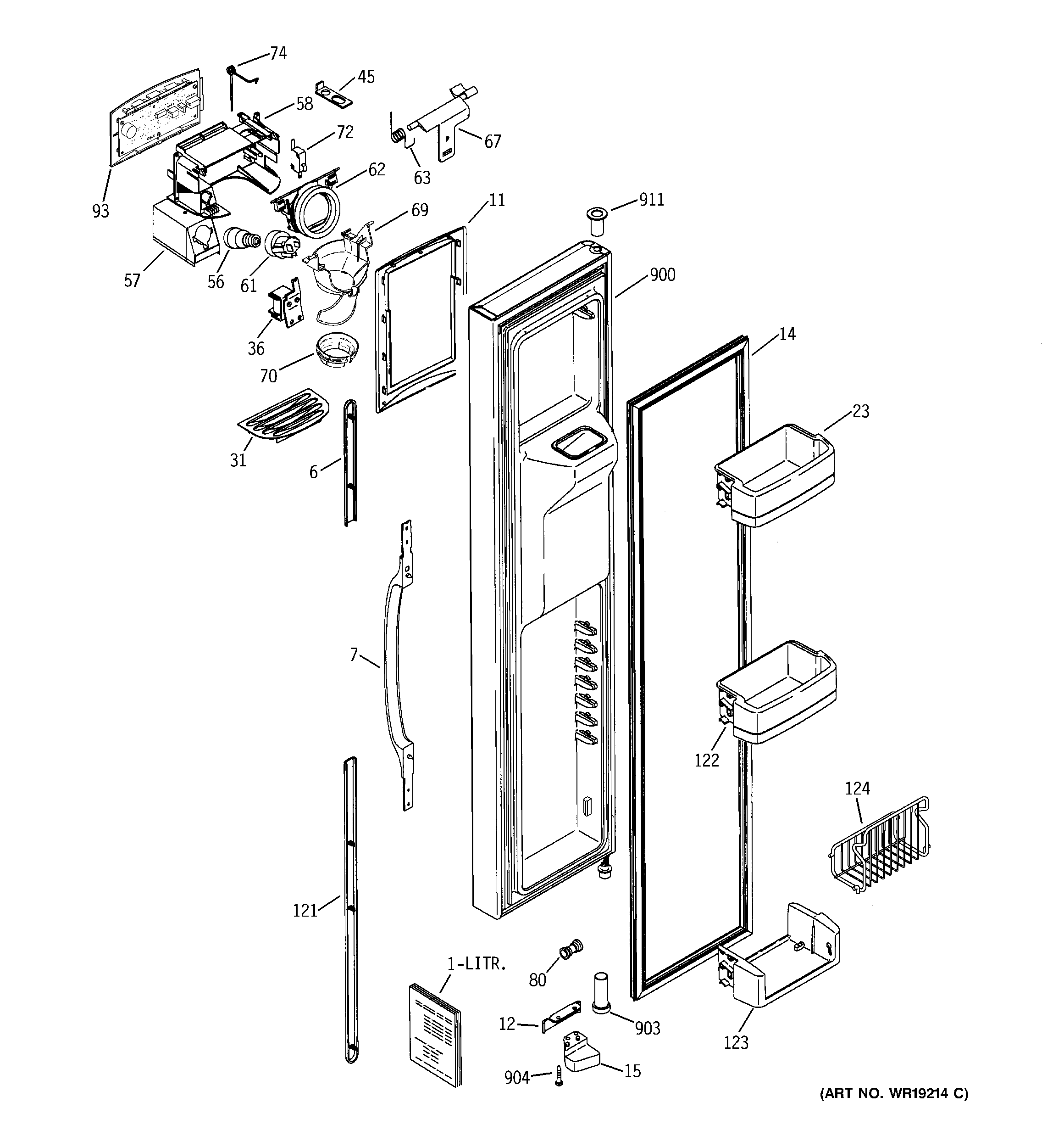 GE GSS25LGMFCC freezer door diagram