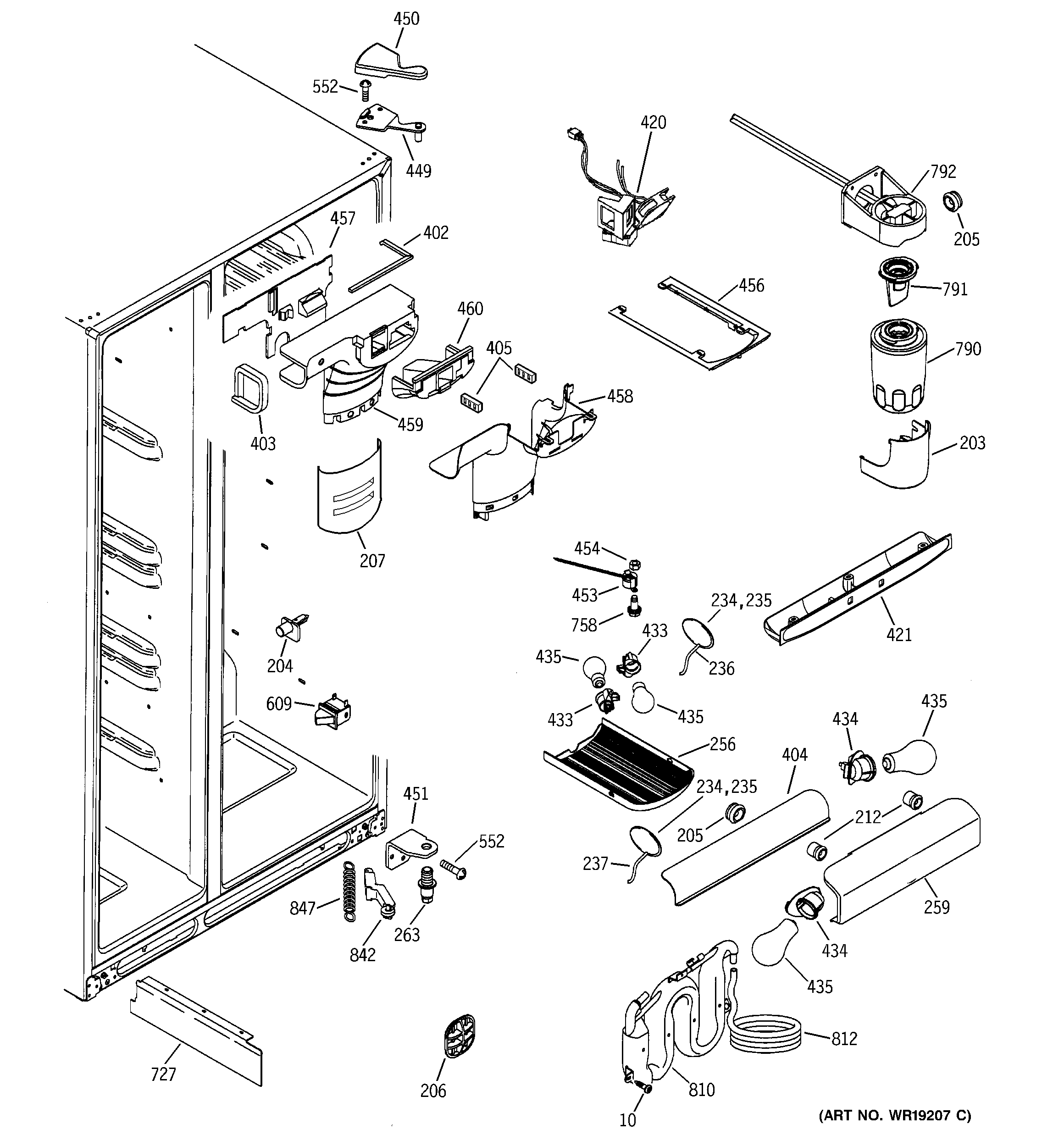 GE GSS25LGMFCC fresh food section diagram
