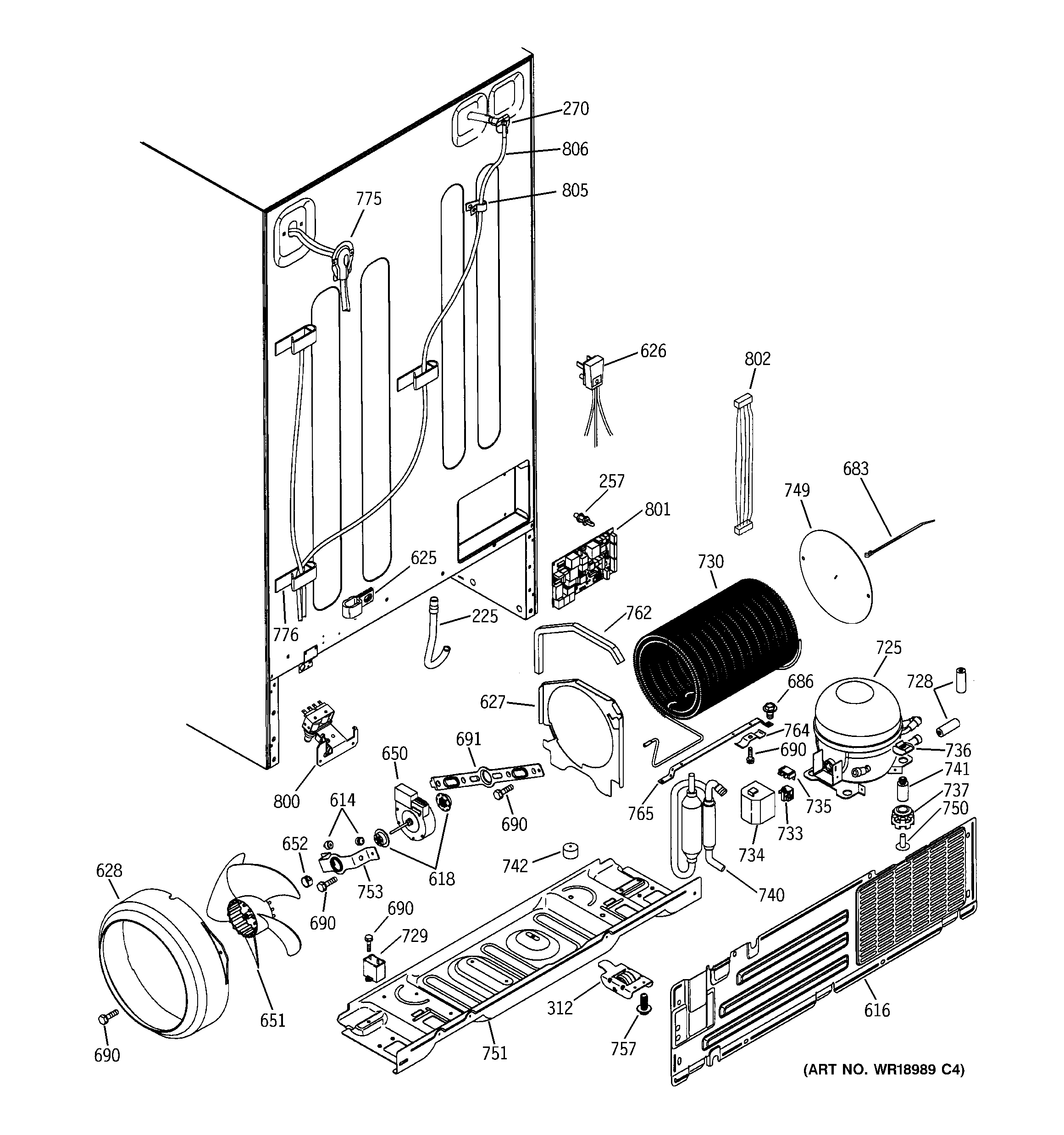 GE PSS29NGNAWW sealed system & mother board diagram