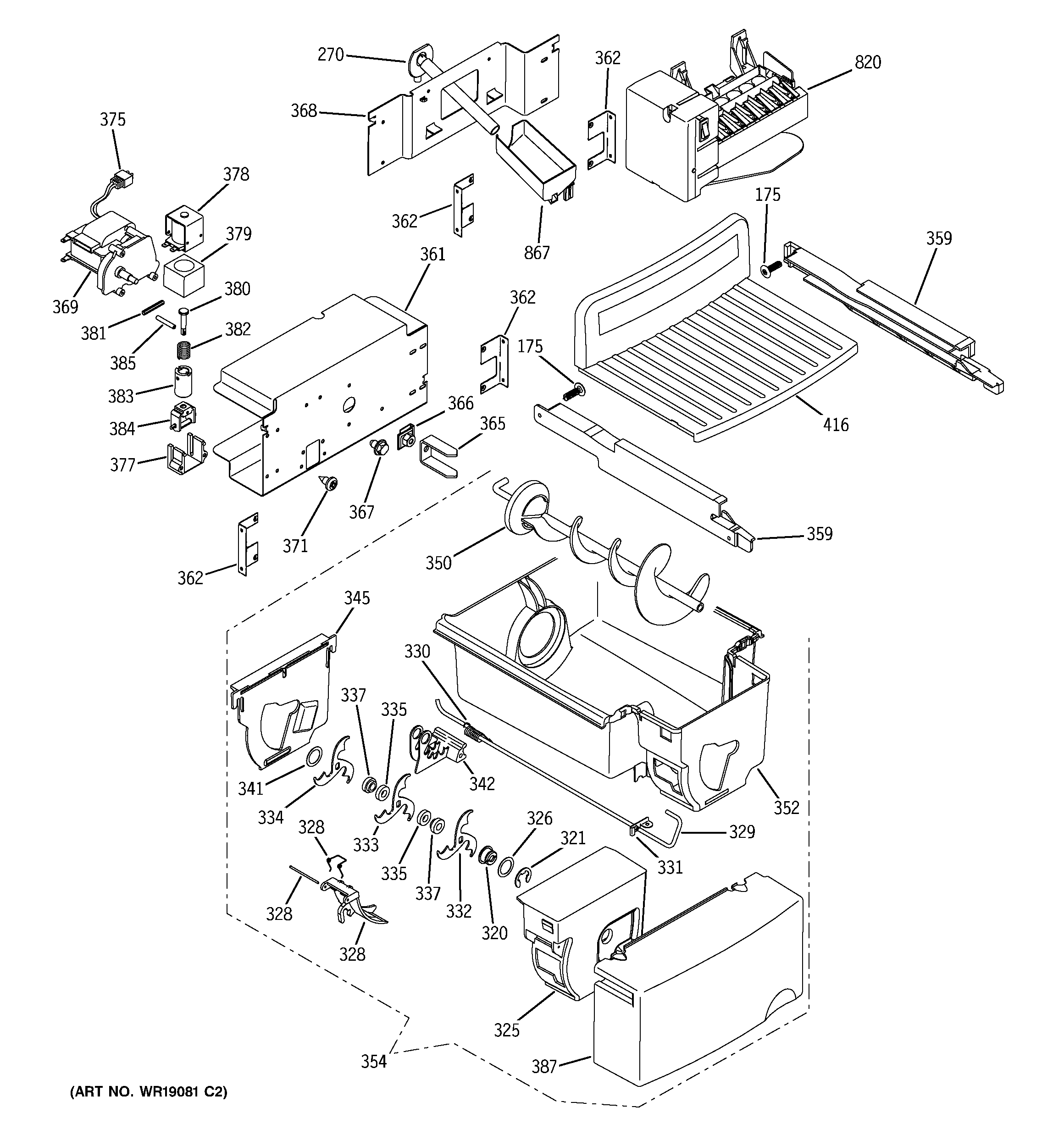 GE PSS29NGNAWW ice maker & dispenser diagram