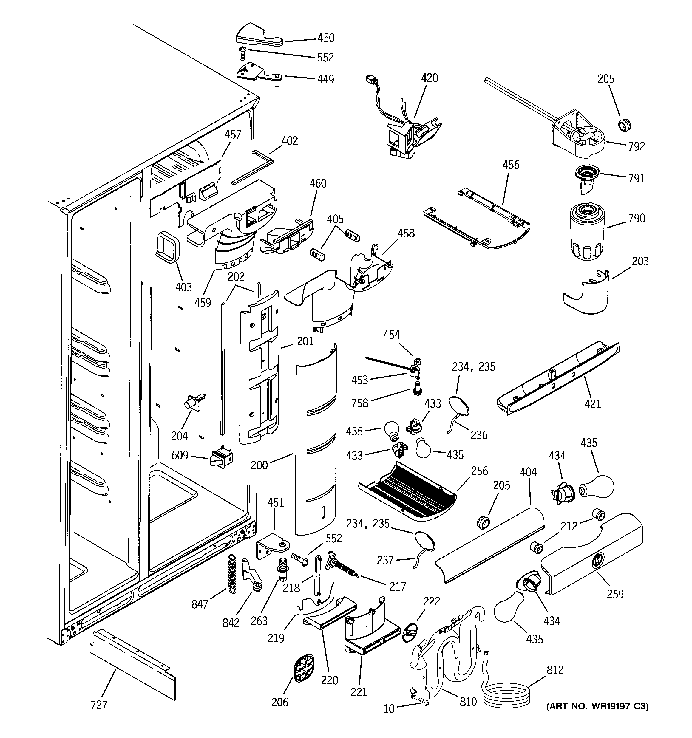 GE PSS29NGNAWW fresh food section diagram